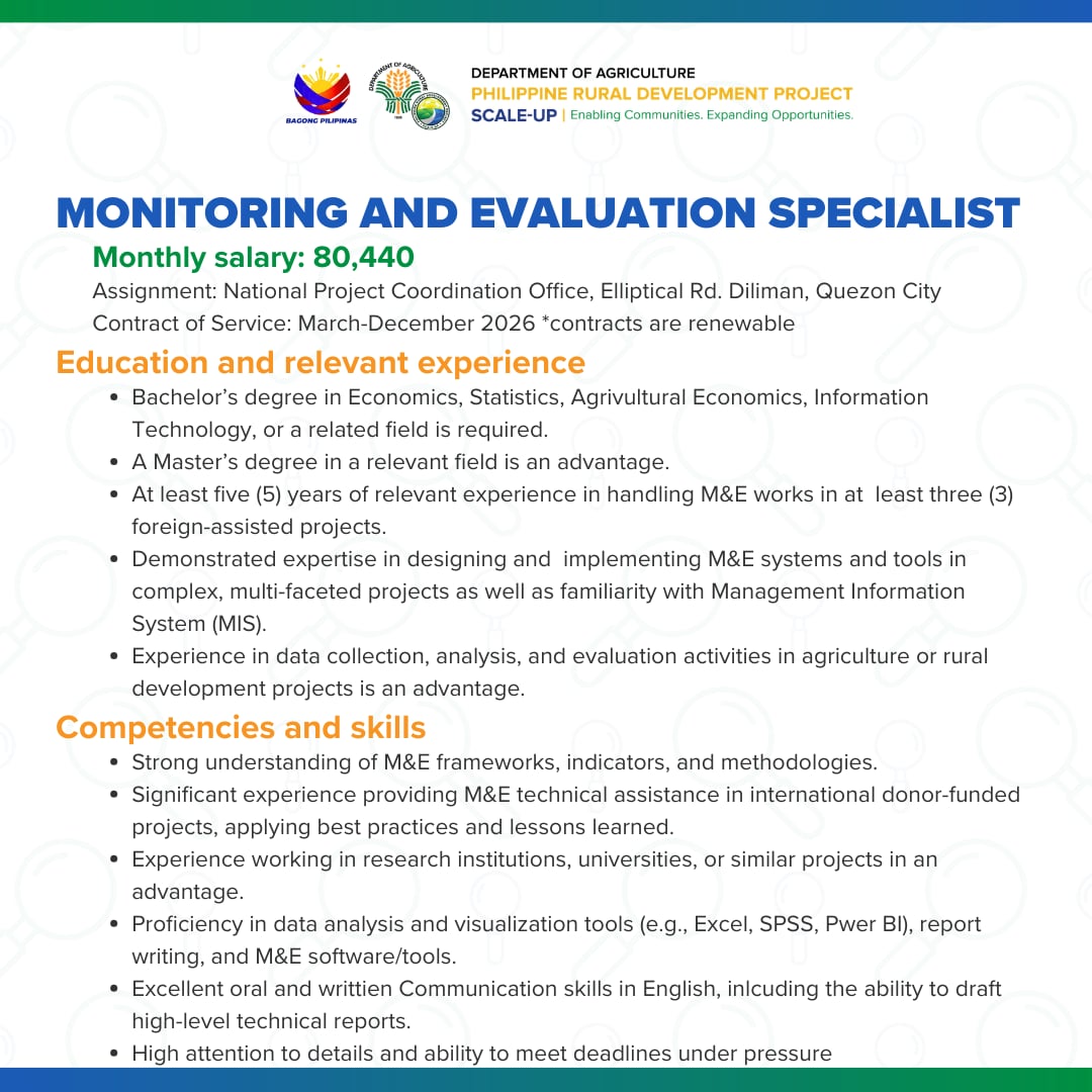 𝐖𝐄 𝐀𝐑𝐄 𝐇𝐈𝐑𝐈𝐍𝐆!!! The Department of Agriculture - Philippine Rural ...