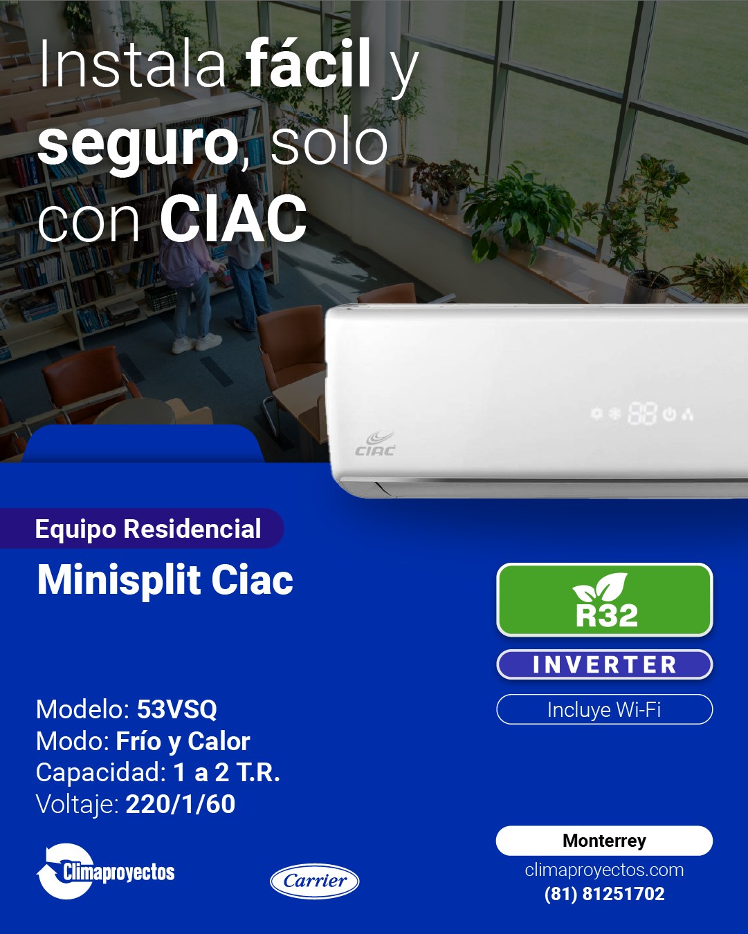 Climaproyectos - El Minisplit CIAC 53VSQ es la opción ideal para ...
