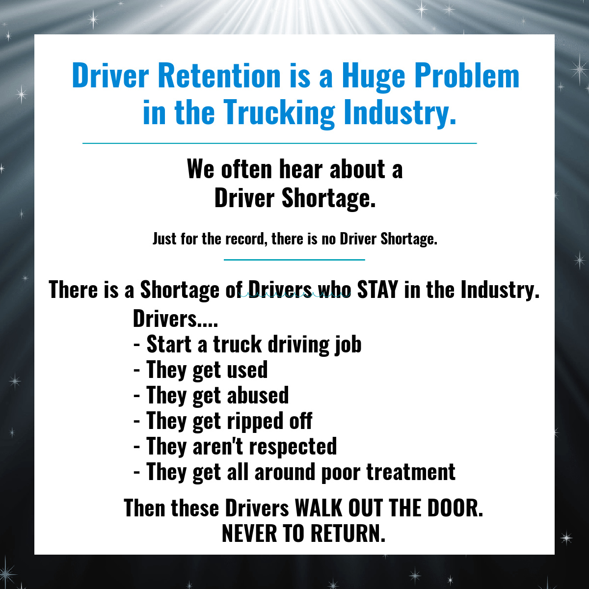 Smart - Driver Retention is a Huge Problem in the Trucking Industry. We ...