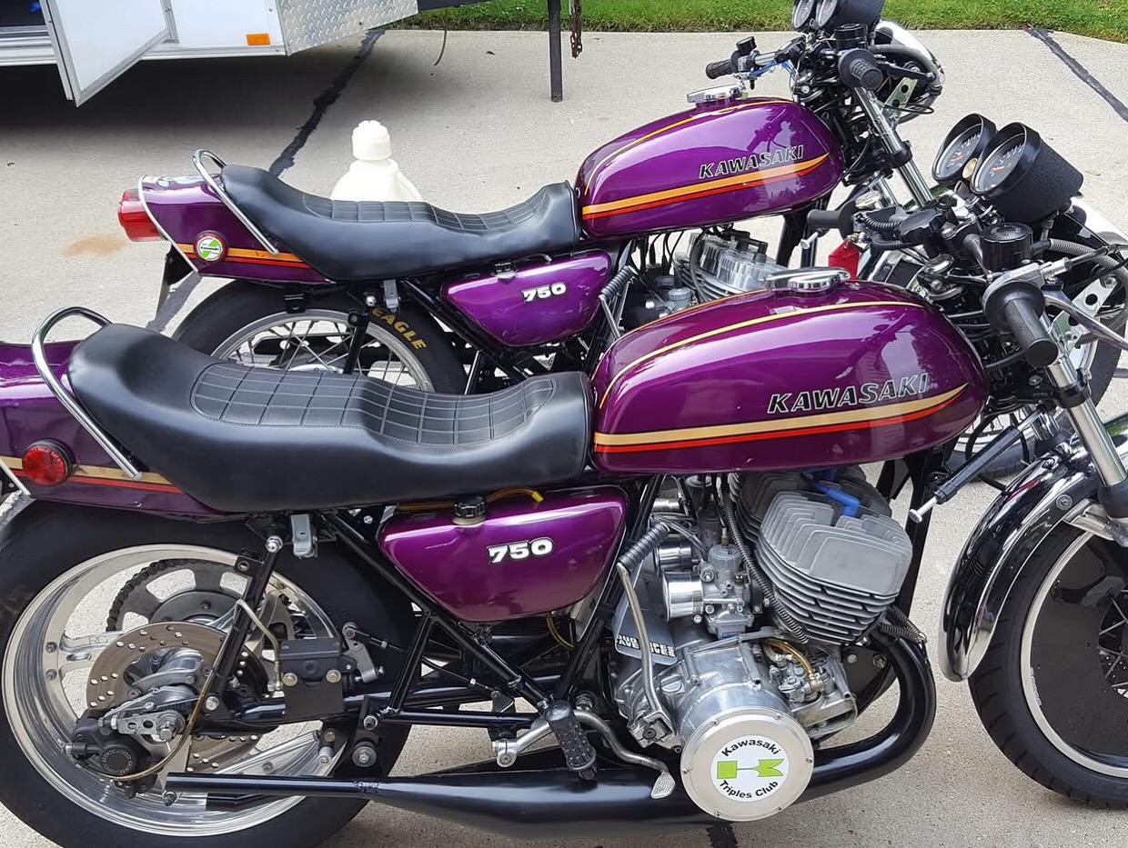 Two beautiful Purple Kawasaki H2 750s two strokes ready to made 