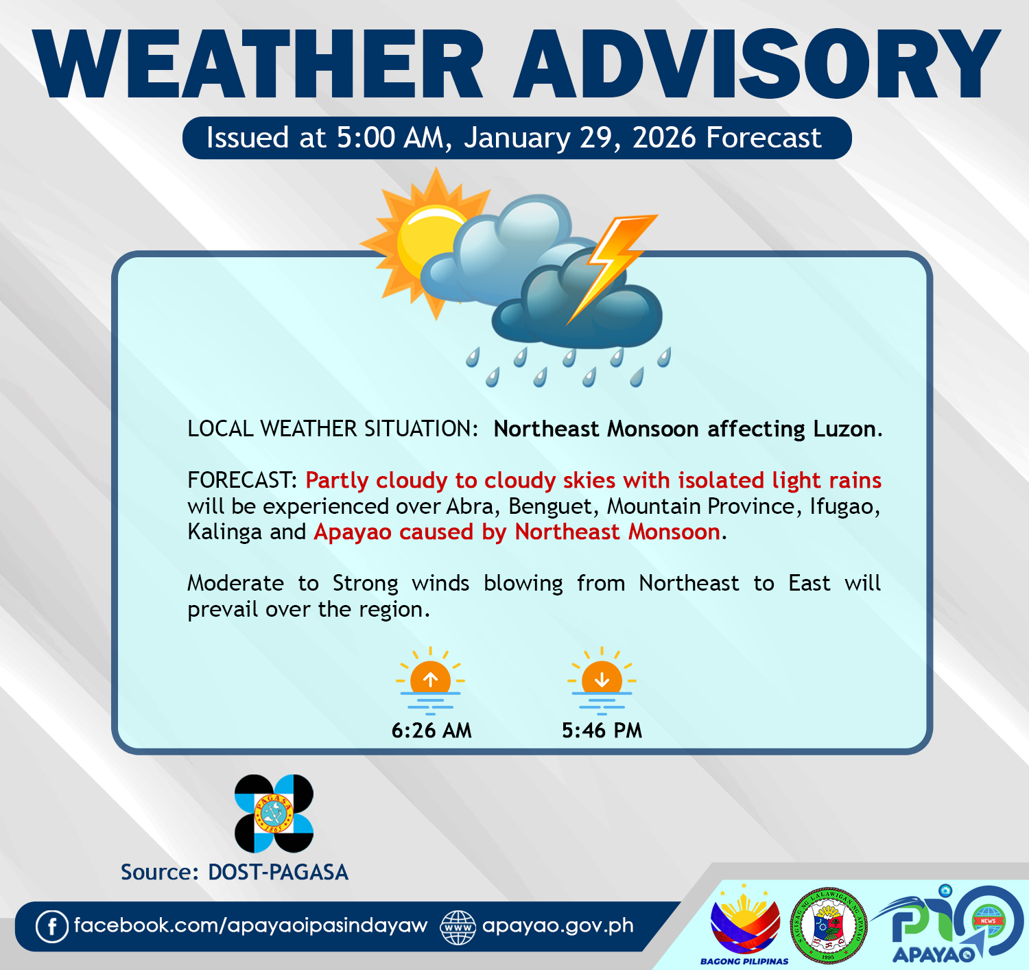WEATHER FORECAST ISSUED... - Provincial Government of Apayao | Facebook