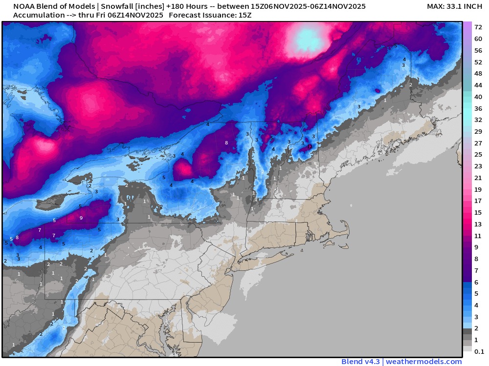 My - ☃️Here's the Model Blend snow map for the next 7 days for a ...