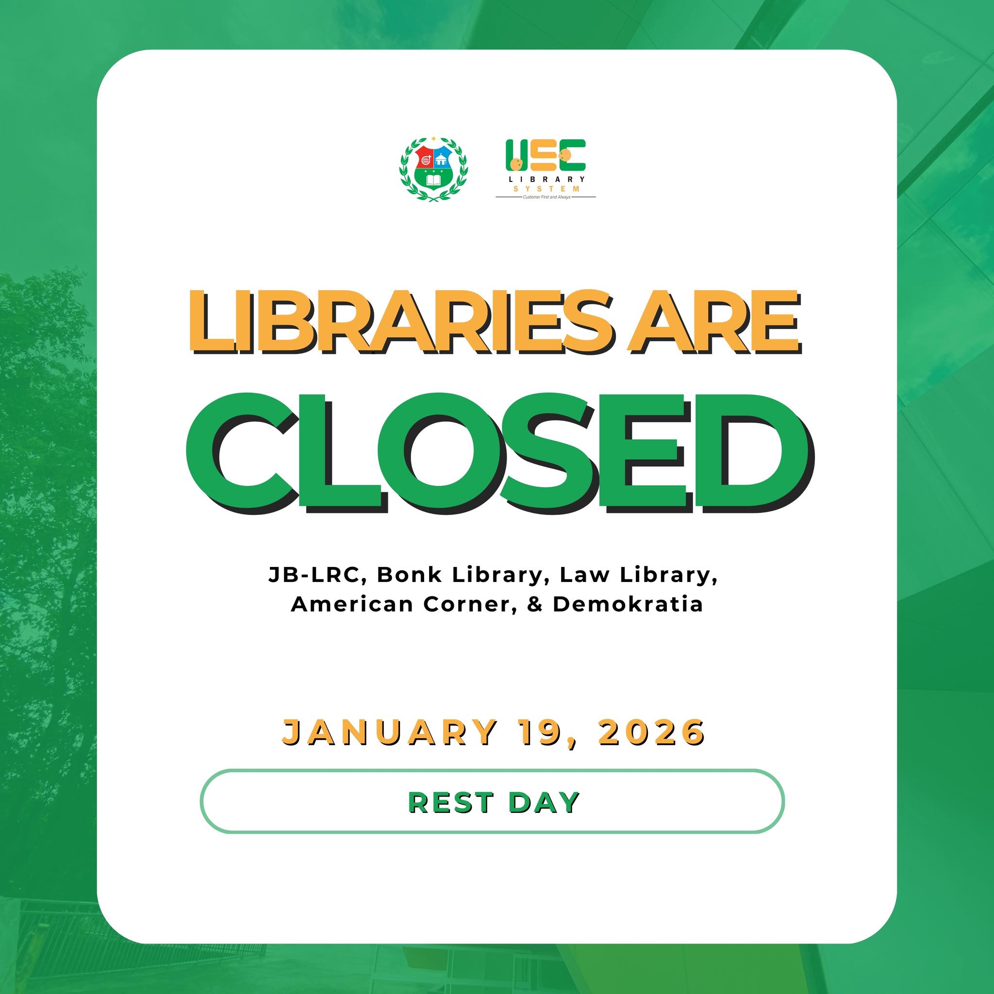 University - 📣 Library Advisory 📣 Please be informed that all USC ...