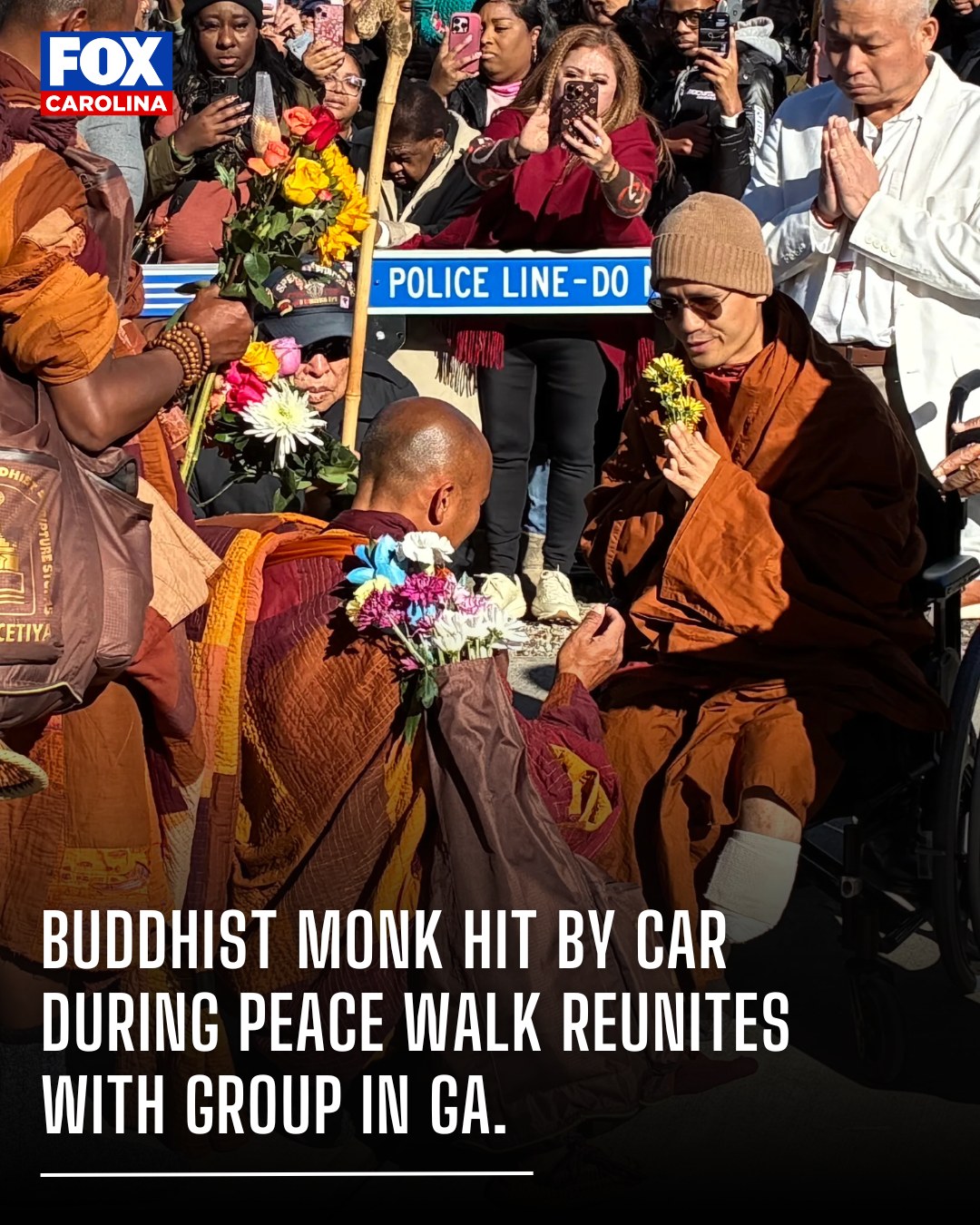 Fox - Buddhist monk hit by car during peace walk reunites with group in ...