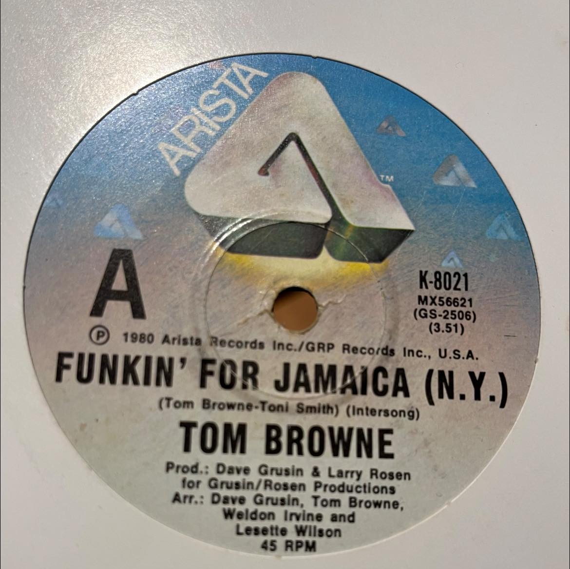 Tom Browne's song Funkin' for Jamaica (N.Y.)
