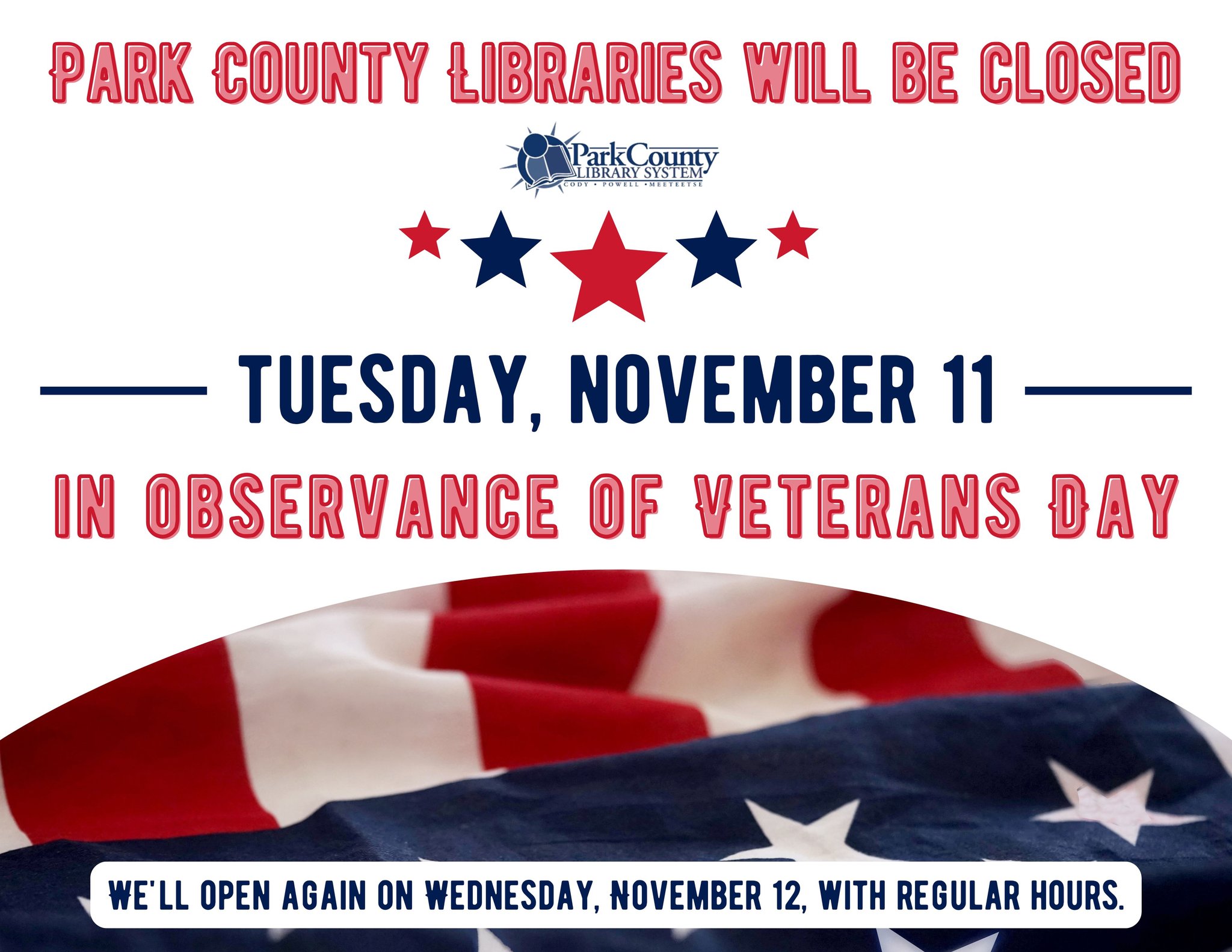 Cody, - 🇺🇸 All Park County Libraries will be closed tomorrow, Tuesday ...