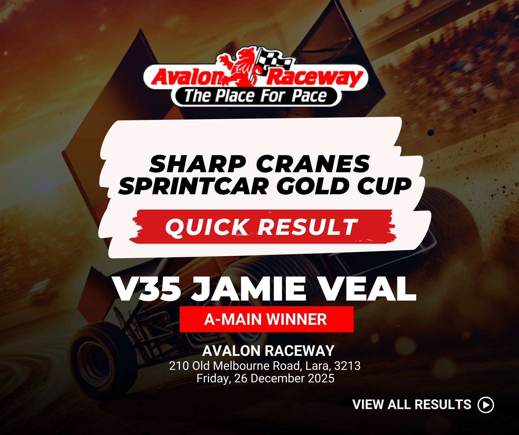 Sprintcar - 🏁🔥 𝐆𝐎𝐋𝐃 𝐂𝐔𝐏 𝐆𝐋𝐎𝐑𝐘 𝐀𝐓 𝐀𝐕𝐀𝐋𝐎𝐍! 🔥🏁 V35 Jamie Veal storms to ...