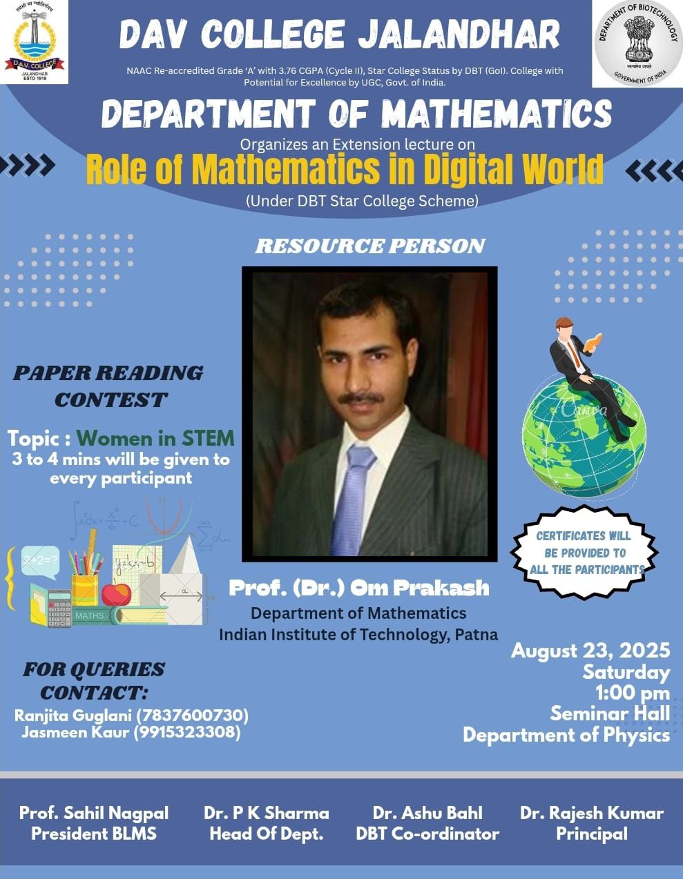 PG Department of Mathematics , DAV Jalandhar. | Jalandhar