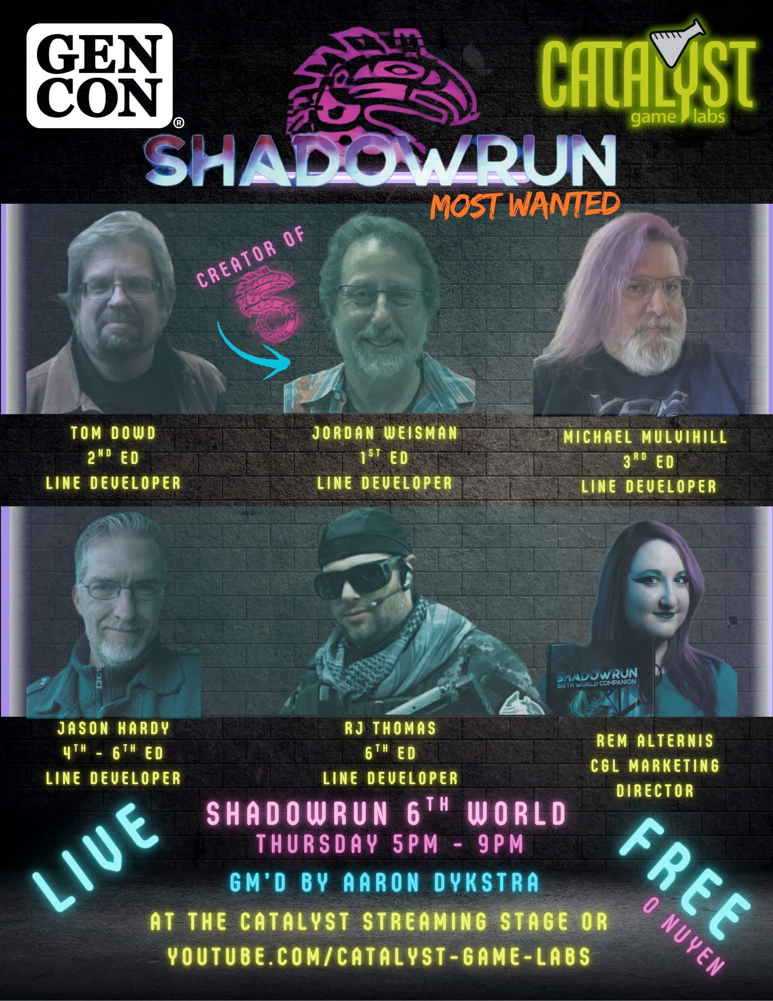 Live at Gen Con, Aaron Dykstra will be running a game of Shadowrun 