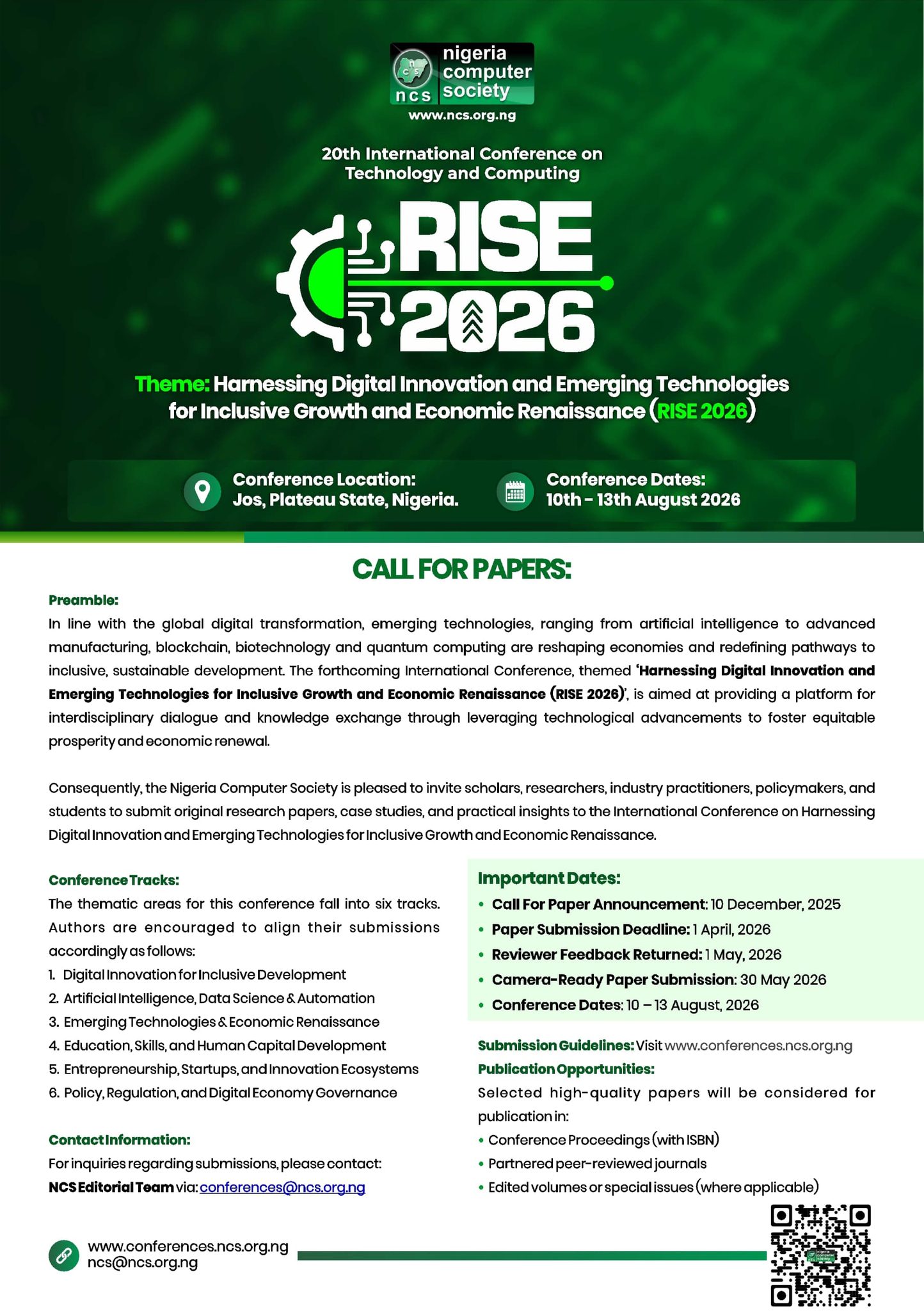 Nigeria - 📢 CALL FOR PAPERS — RISE 2026 The Nigeria Computer Society ...
