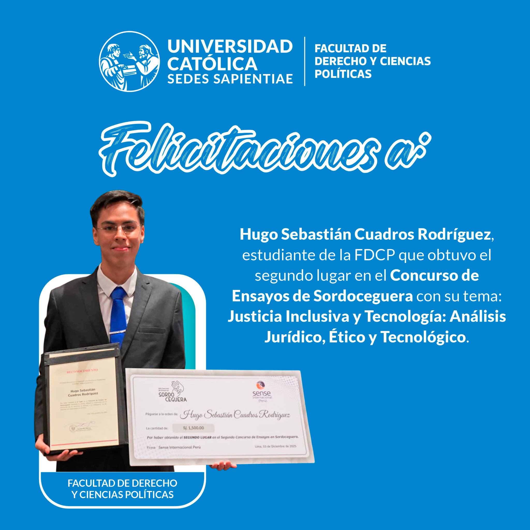 UCSS - 🎉 ¡Felicitamos a Hugo Sebastián Cuadros Rodríguez! Estudiante de ...