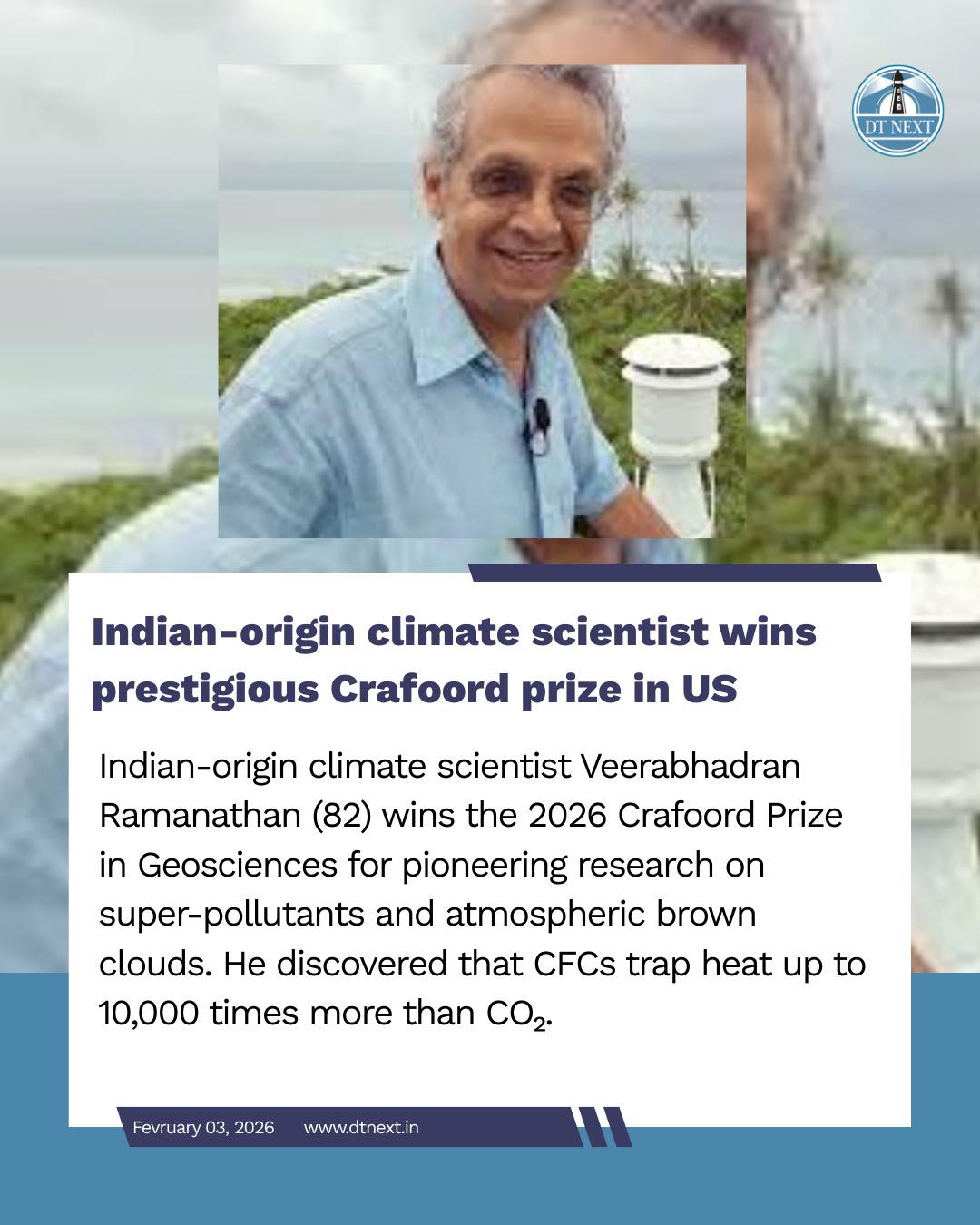 DTNext - Indian-origin climate scientist Veerabhadran Ramanathan (82 ...