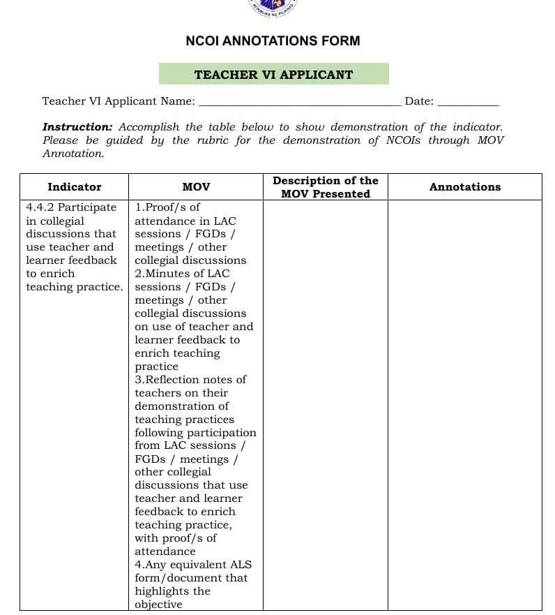 DepED Teachers' Tambayan | T6 Reclassifaction MOVs for NCOI Annotation ...