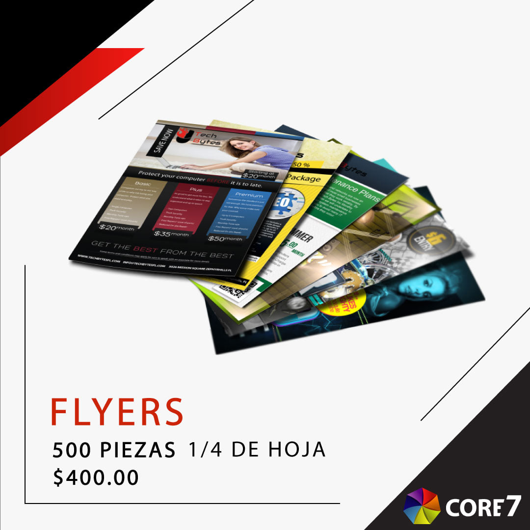 Core 7 Impresos - ¿Necesitas flyers para darle publicidad...