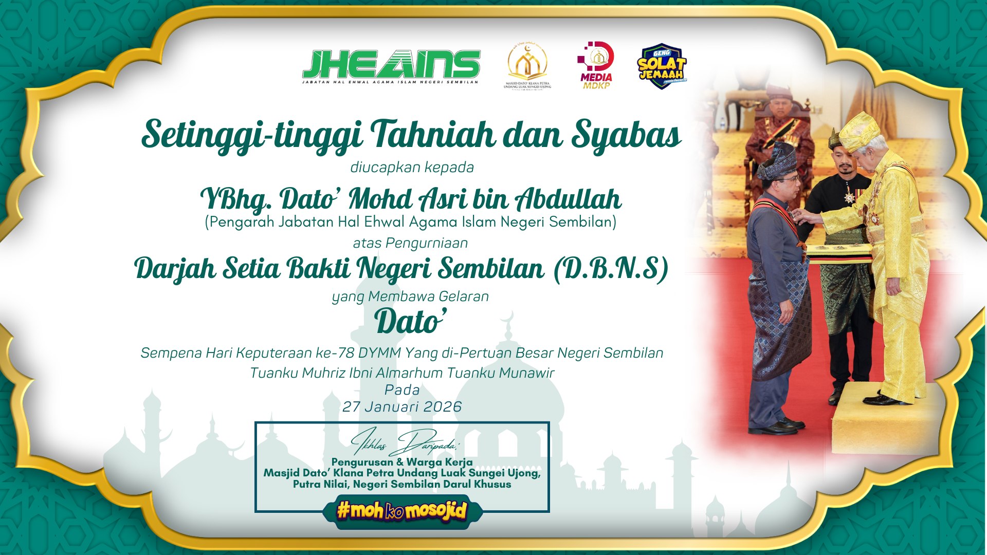Masjid - 𝐒𝐄𝐓𝐈𝐍𝐆𝐆𝐈-𝐓𝐈𝐍𝐆𝐆𝐈 𝐓𝐀𝐇𝐍𝐈𝐀𝐇 𝐃𝐀𝐍 𝐒𝐘𝐀𝐁𝐀𝐒 Diucapkan kepada 𝗬𝗕𝗵𝗴. 𝗗𝗮𝘁𝗼 ...