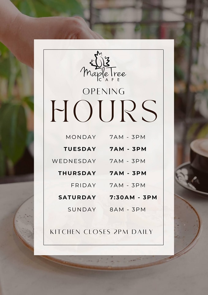 Maple Tree Cafe - 📢New winter trading hours 📌330-340... | Facebook