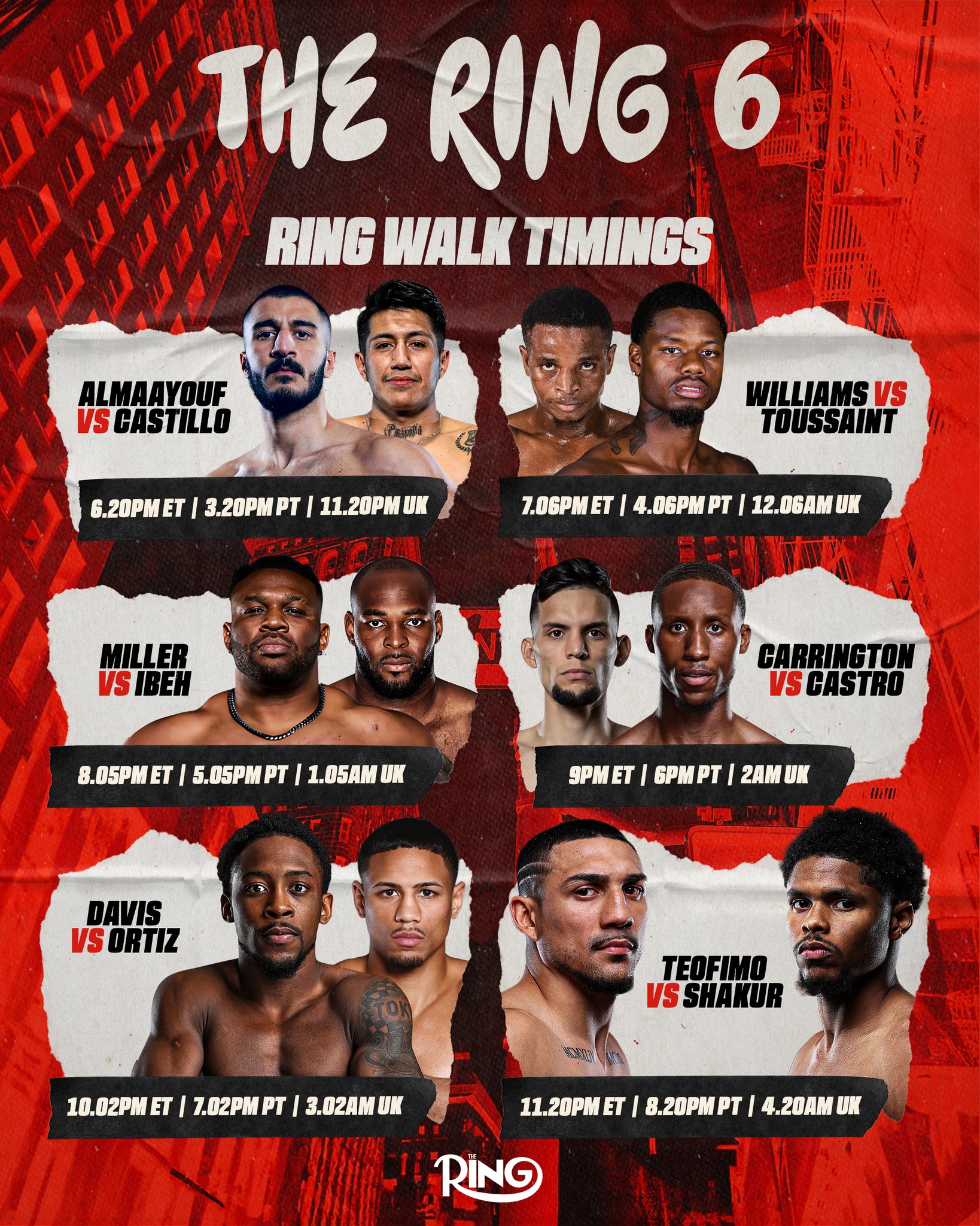 Ring Magazine - ⏰ EXPECTED RING WALK TIMES FOR TEO VS... | Facebook