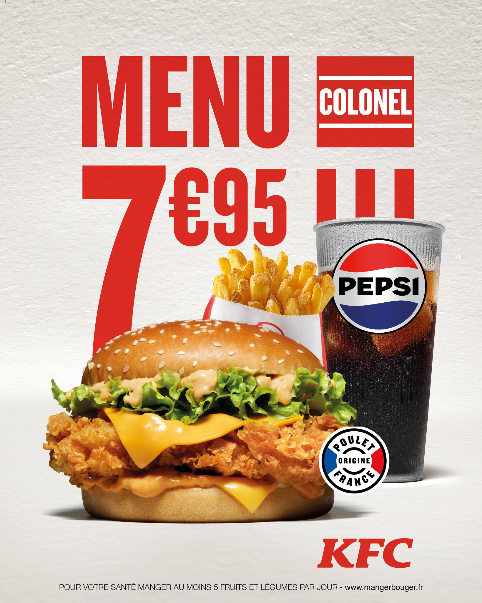 KFC - Le menu Colonel, composé du burger original de la recette secrète ...