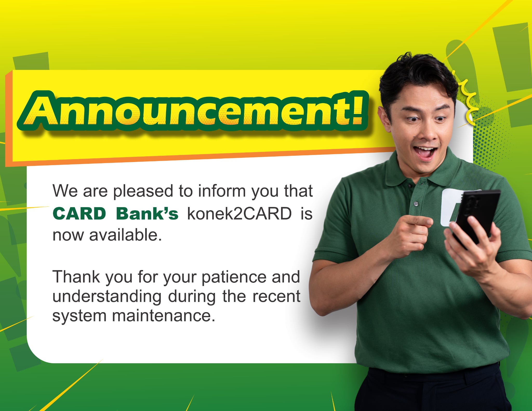 konek2CARD - 𝐀𝐧𝐧𝐨𝐮𝐧𝐜𝐞𝐦𝐞𝐧𝐭! We are pleased to inform you... | Facebook