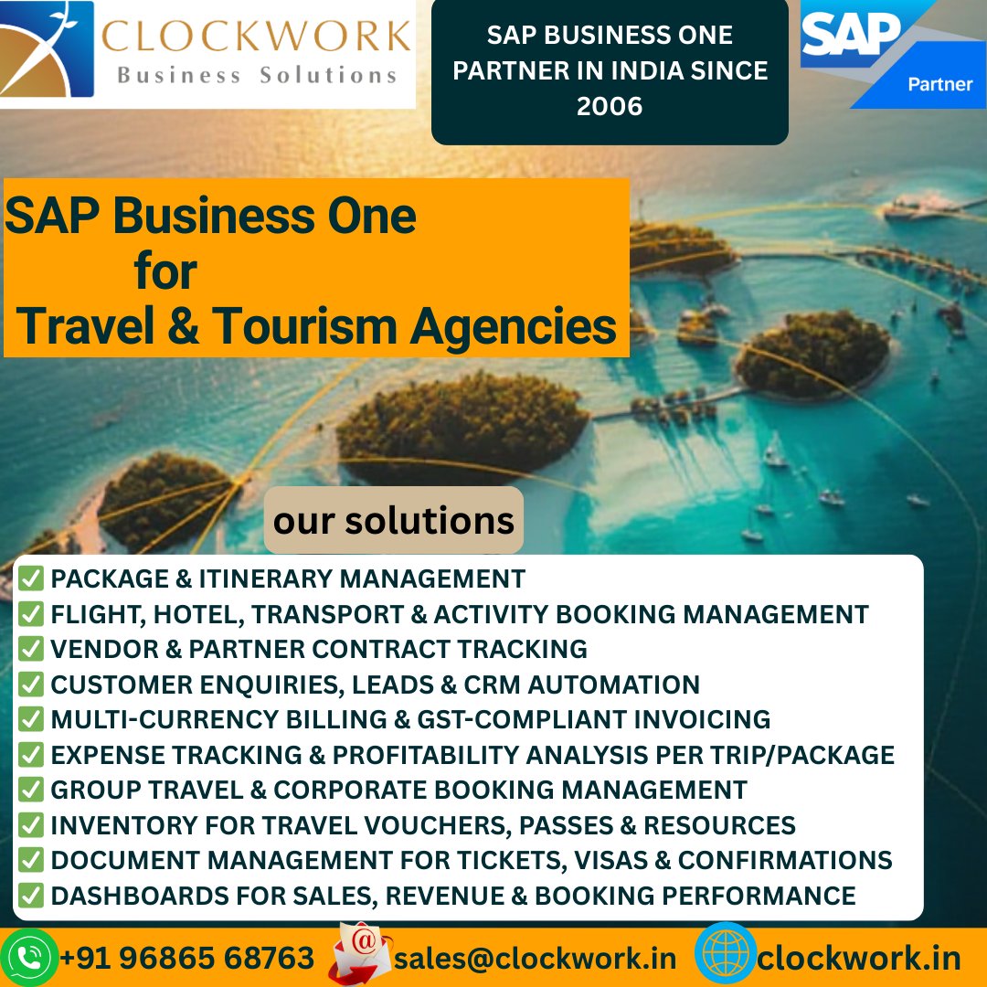 Clockwork - ️ SAP Business One for Travel & Tourism Agencies A complete ...