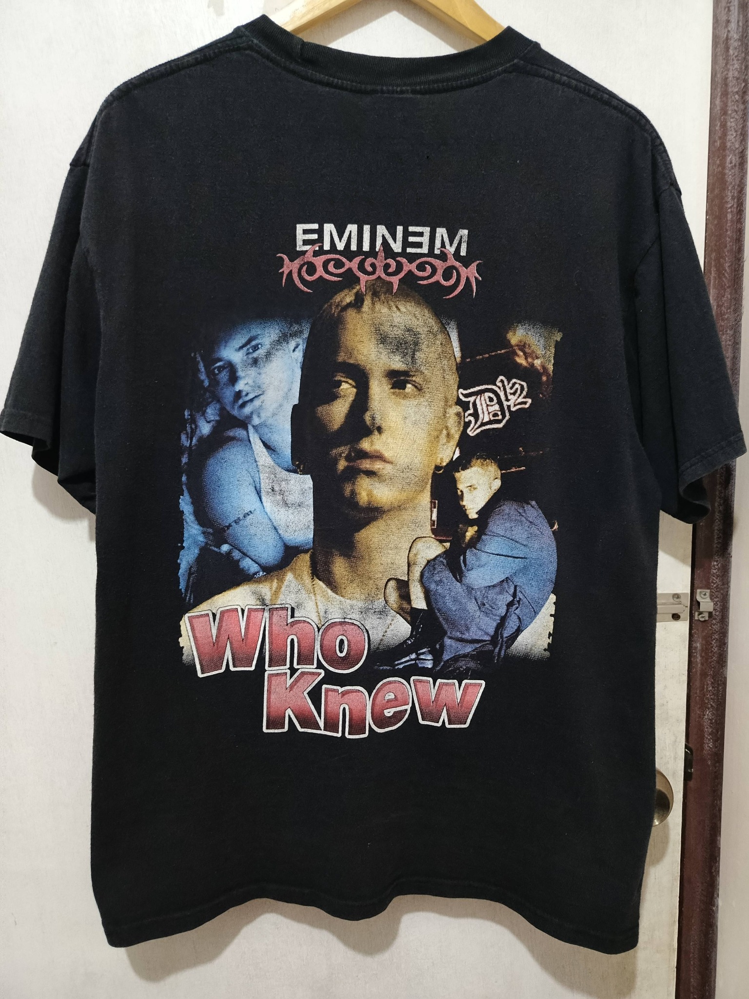 Eminem rap tee with pinholes and graphic fading for sale