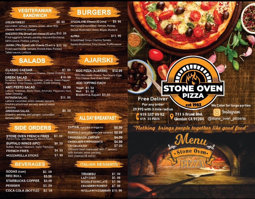 Stone oven pizza Glendale CA