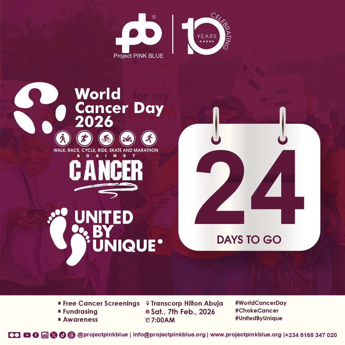 We are 24 Days to World Cancer Day... - Project PINK BLUE | Facebook
