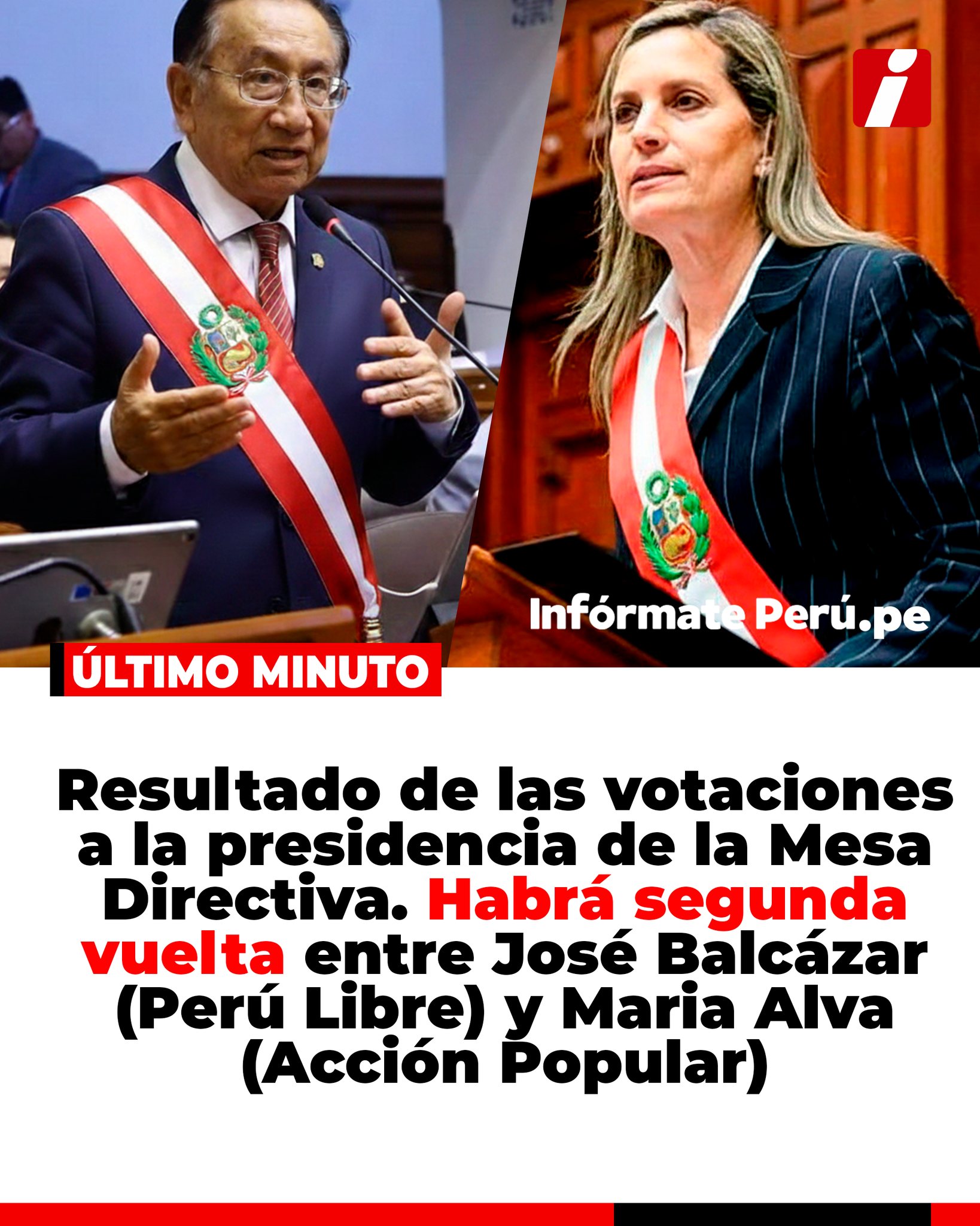 Infórmate Perú - 🔴 #LOÚLTIMO Resultado de las votaciones a... | Facebook