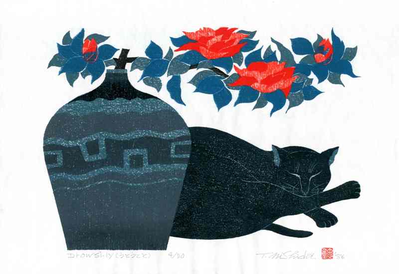 Cat Nap', 1986, by Nishida Tadashige (西田忠重, born 1942), a