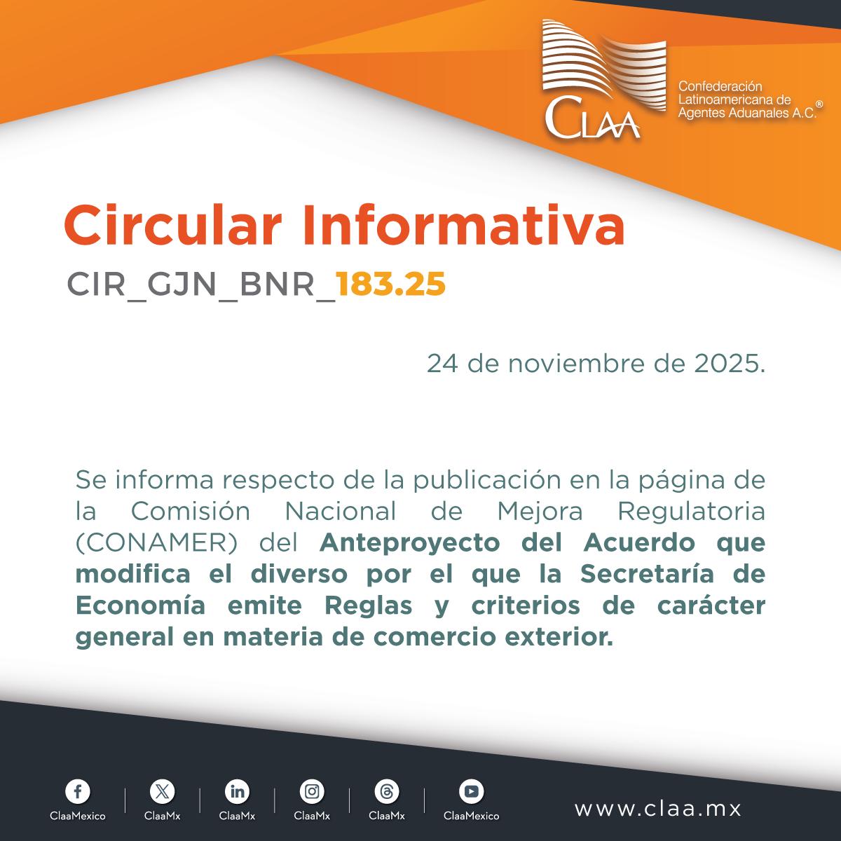 Confederación - #ComunidadCLAA #AgenteAduanal #CircularCLAA No. 183 ...