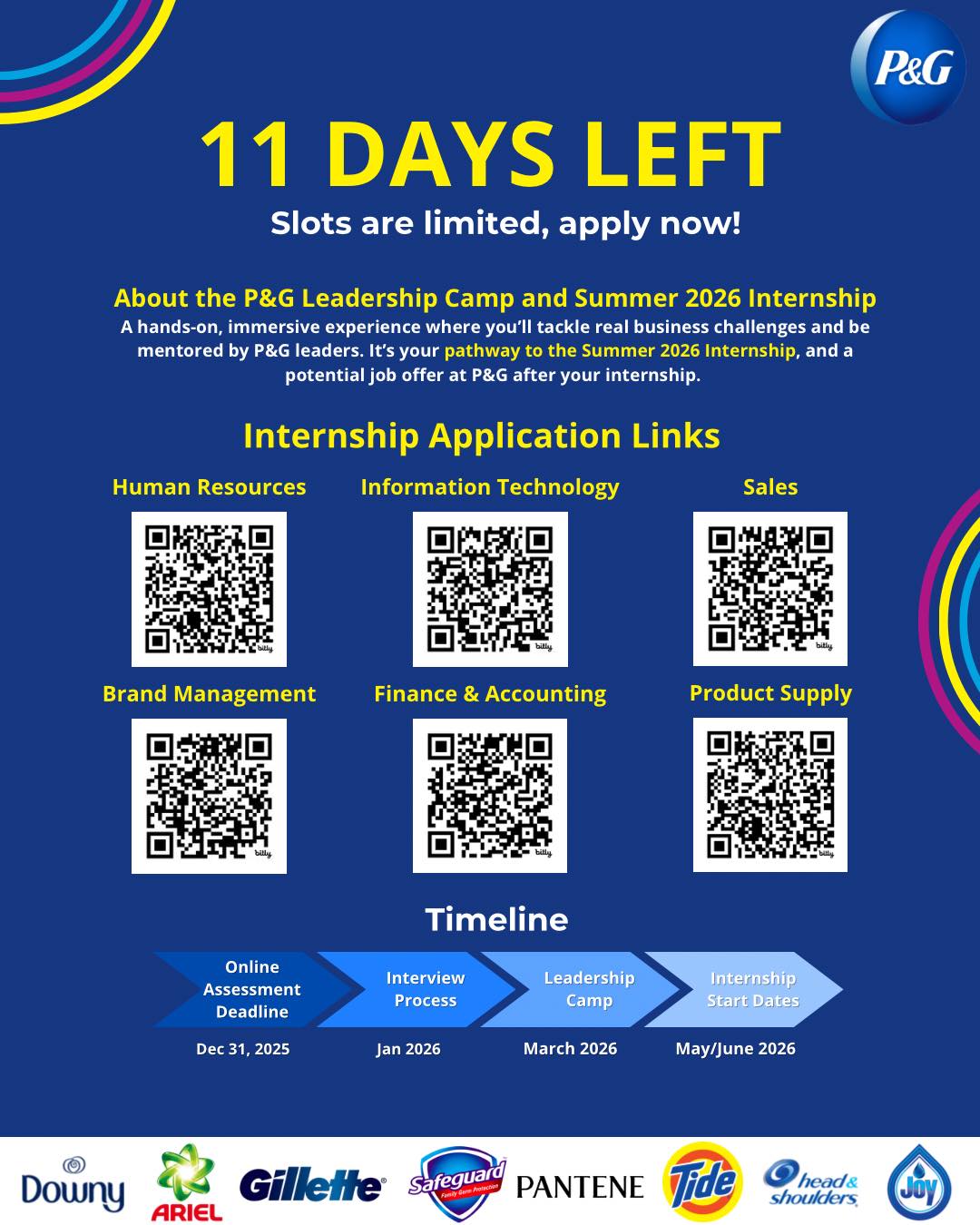P&G - ⏰ 11 days left to apply for an internship Complete your online ...
