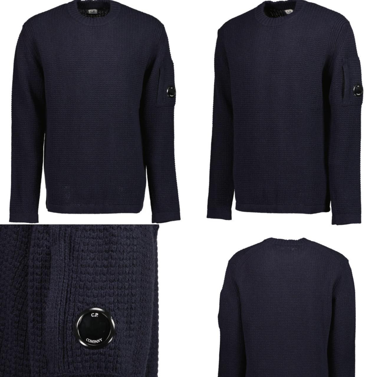 Cp Company Waffle Knit Lens Sweatshirt In Navy RRP £285 Our price 
