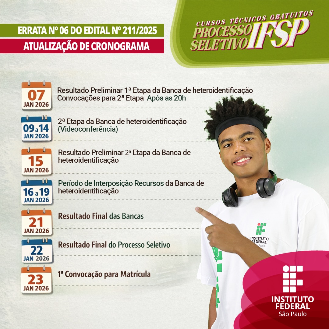 IFSP - 📢 Atenção! Divulgadas alterações no cronograma do Processo ...