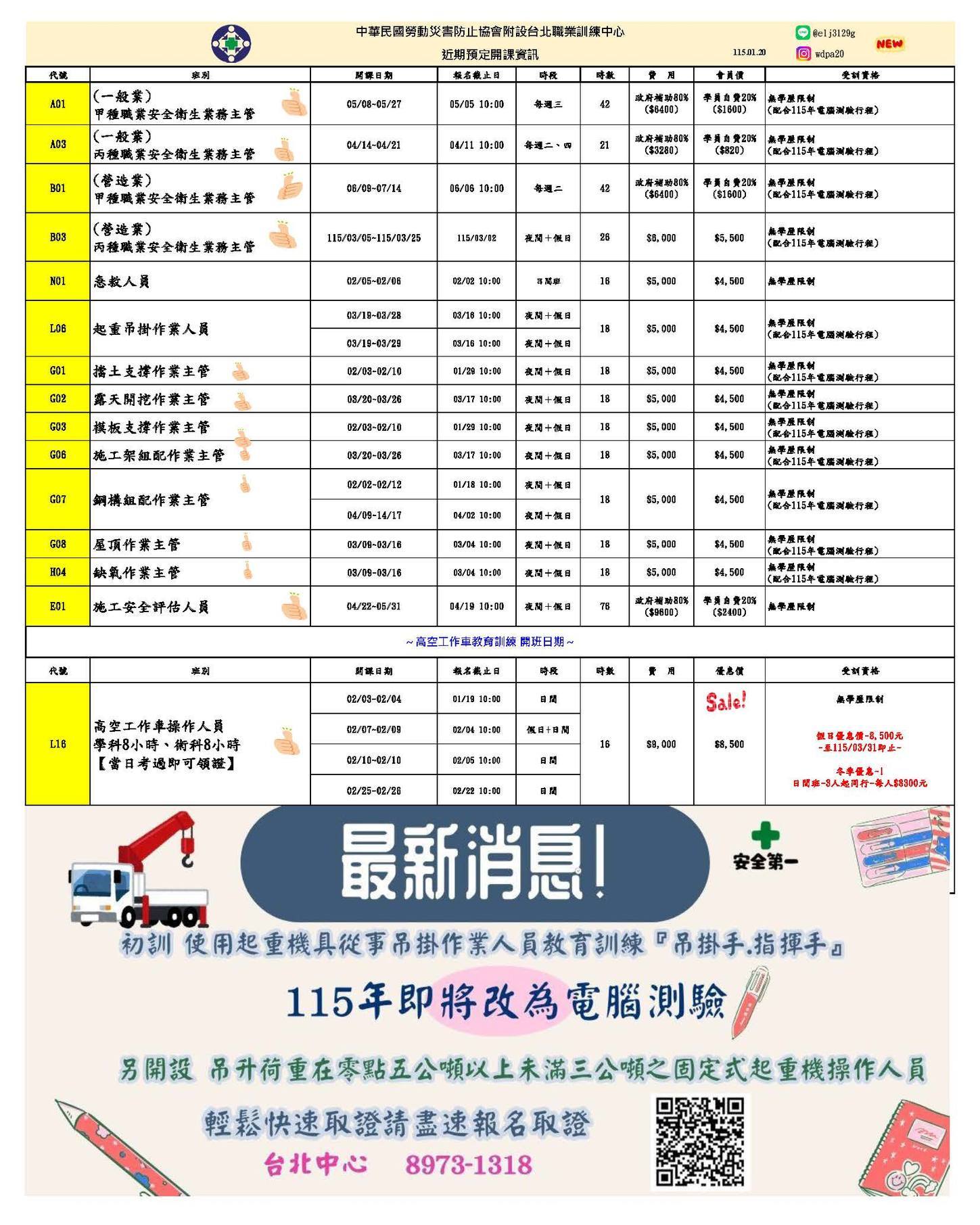 中華民國勞動災害防止協會附設台北職業訓練中心&新北市勞工安全衛生管理人員職業工會
