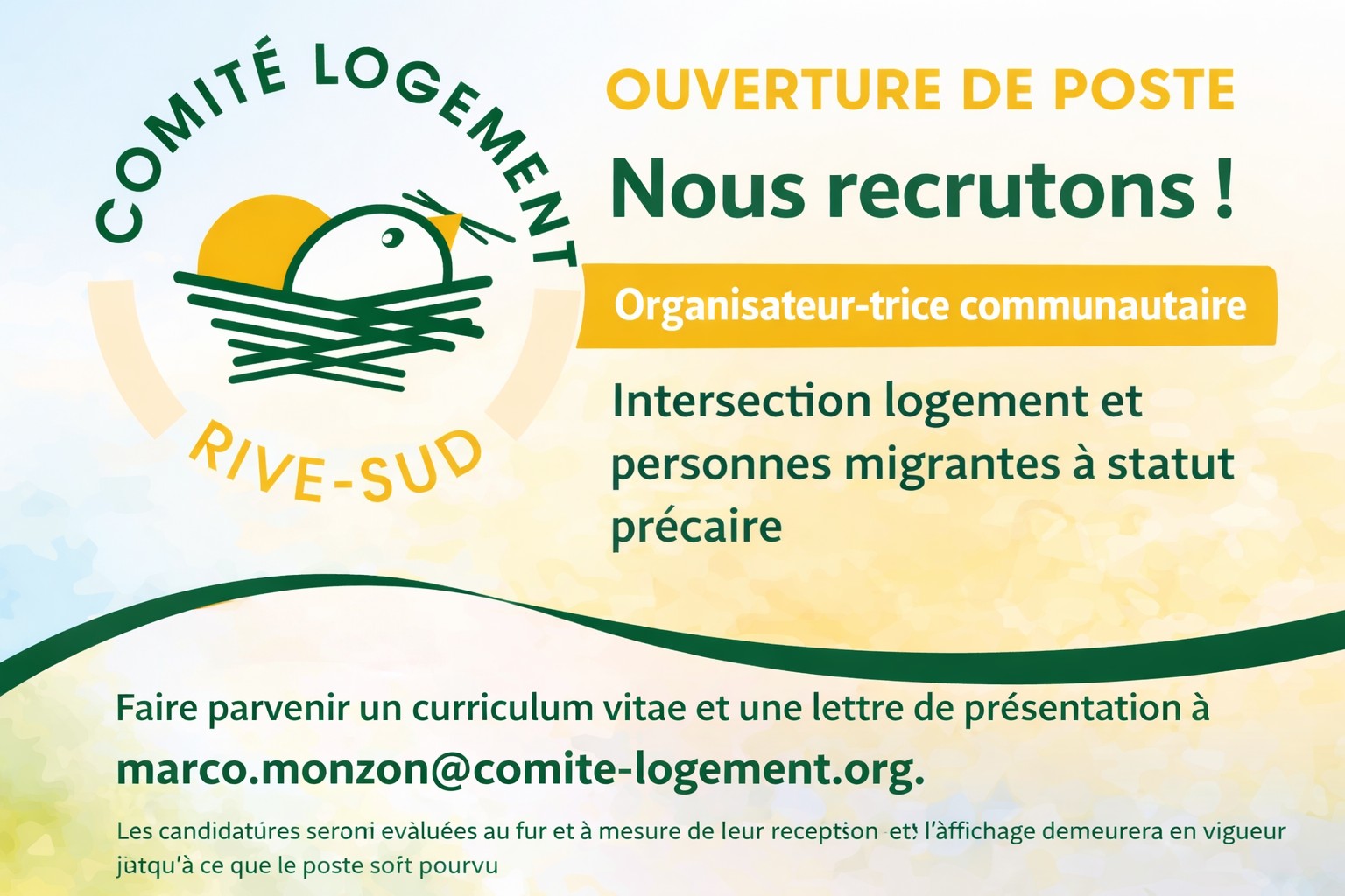 Comité - Ouverture de poste ORGANISATEUR·TRICE COMMUNAUTAIRE Le Comité ...