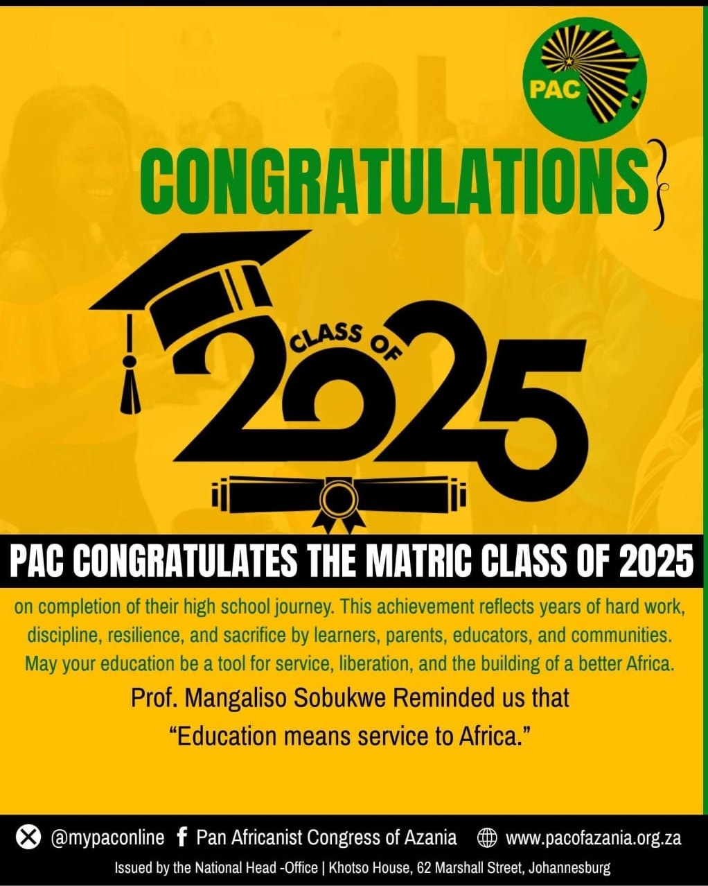 Pan - 🖐🏾🌟Congratulations Matric Class of 2025. Your hard work ...