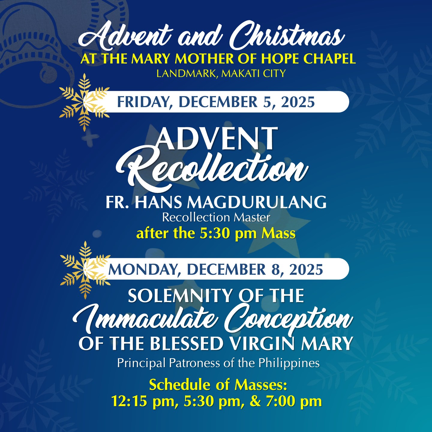 ADVENT AND... - Mary Mother of Hope - Landmark Chapel Makati | Facebook