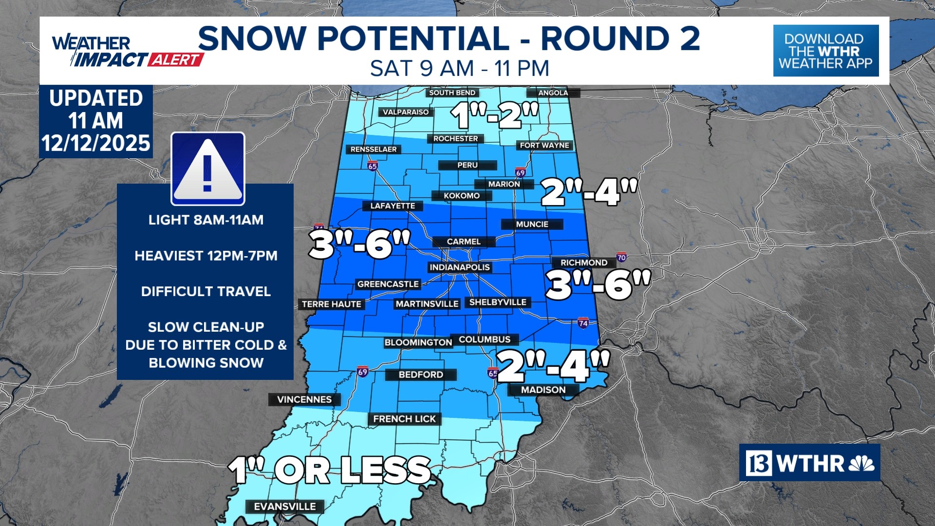 WTHR-TV - Friday's snow is done, but another round of snow and ...