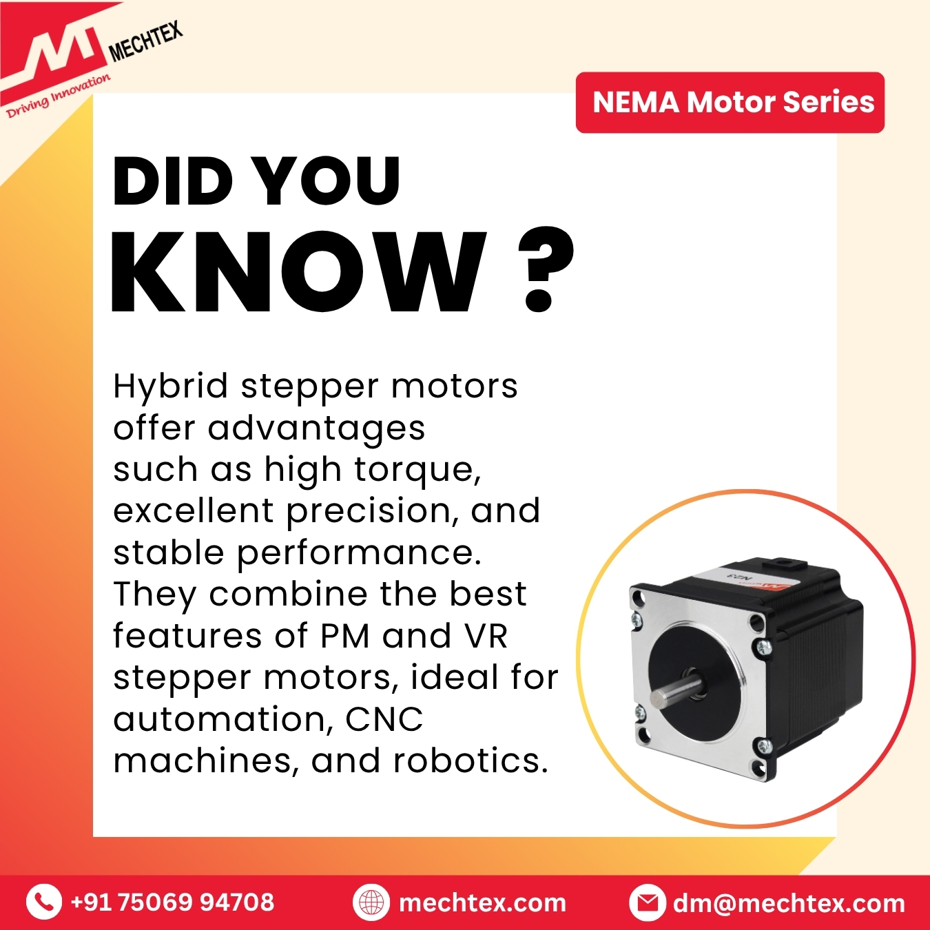 Mechtex - Advantages of Hybrid Stepper Motor ⚙️🚀 A Hybrid Stepper Motor ...