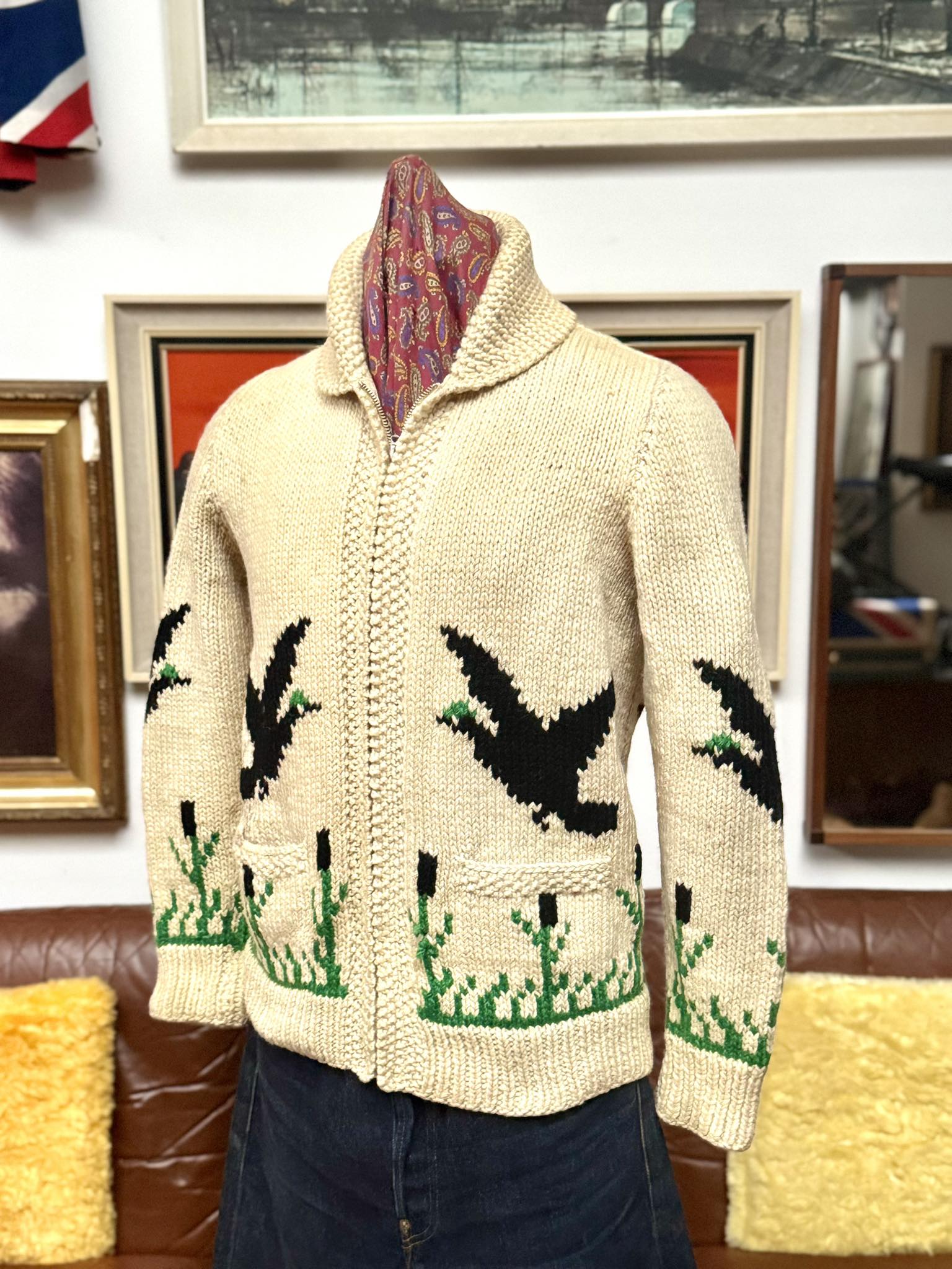 60s Cowichan sweater クリーム色 Vintage 1950s/60s British 