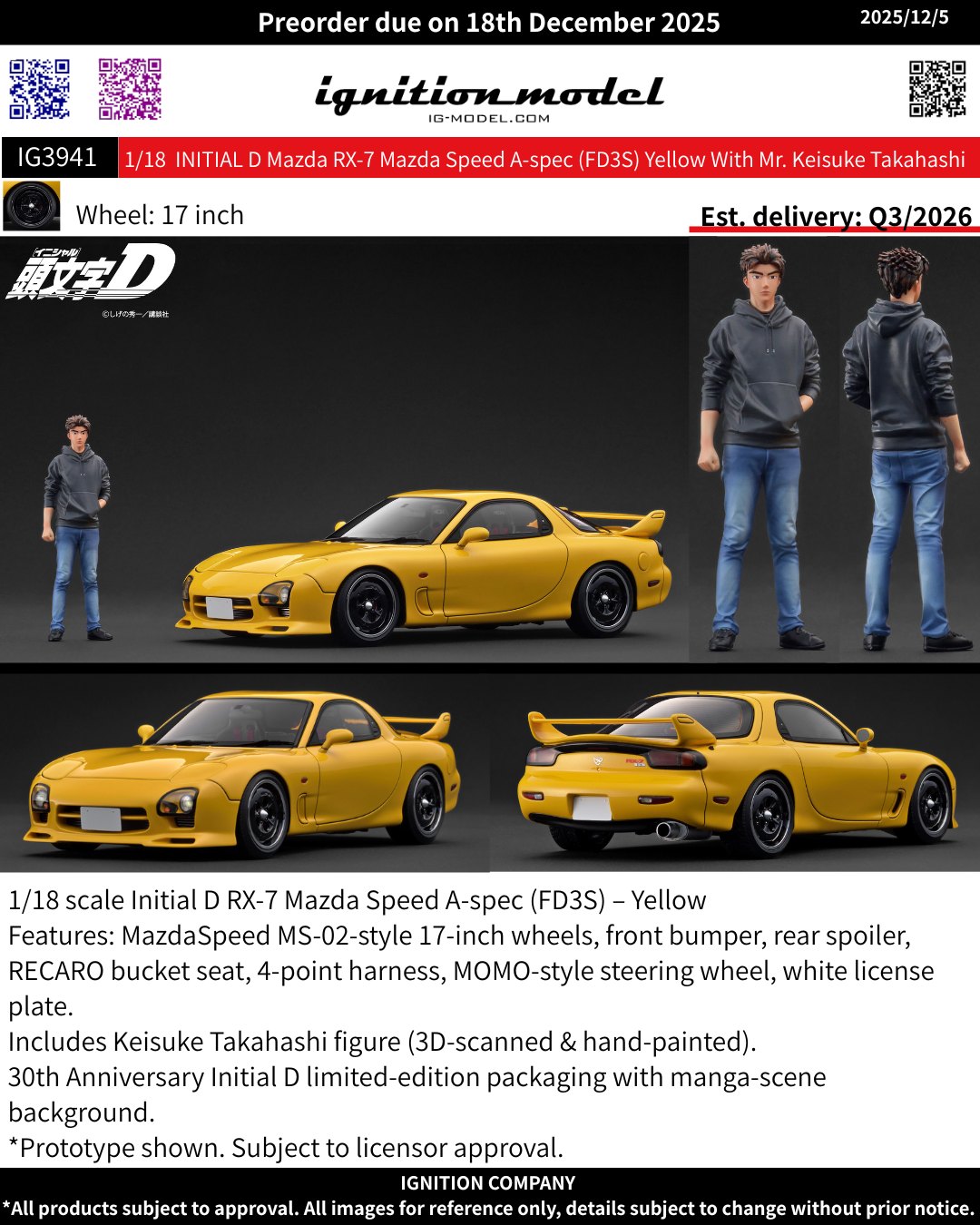 Pre Order Available* Ignition 1/18 Scale December 2025 1) INITIAL