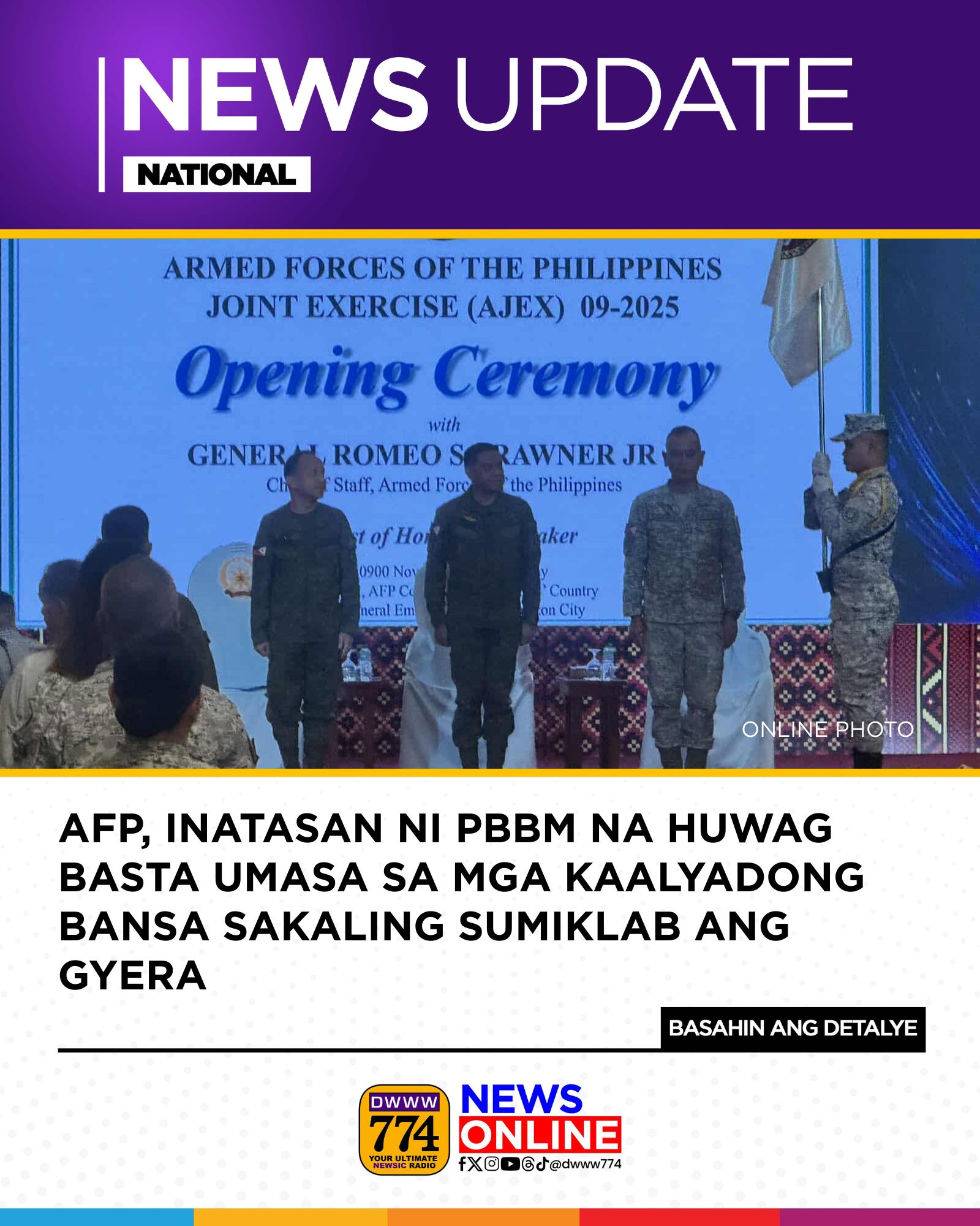 DWWW 774 - NEWS | Ibinunyag ni Armed Forces of the... | Facebook