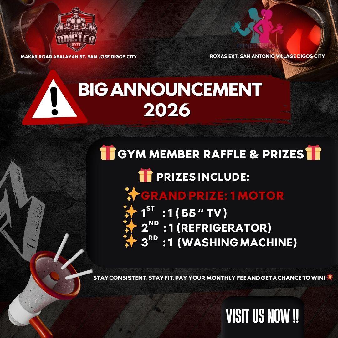 FitnessBoss - 🎉🔥 BIG ANNOUNCEMENT 2026 🔥🎉 🎁 GYM MEMBER RAFFLE & PRIZES ...