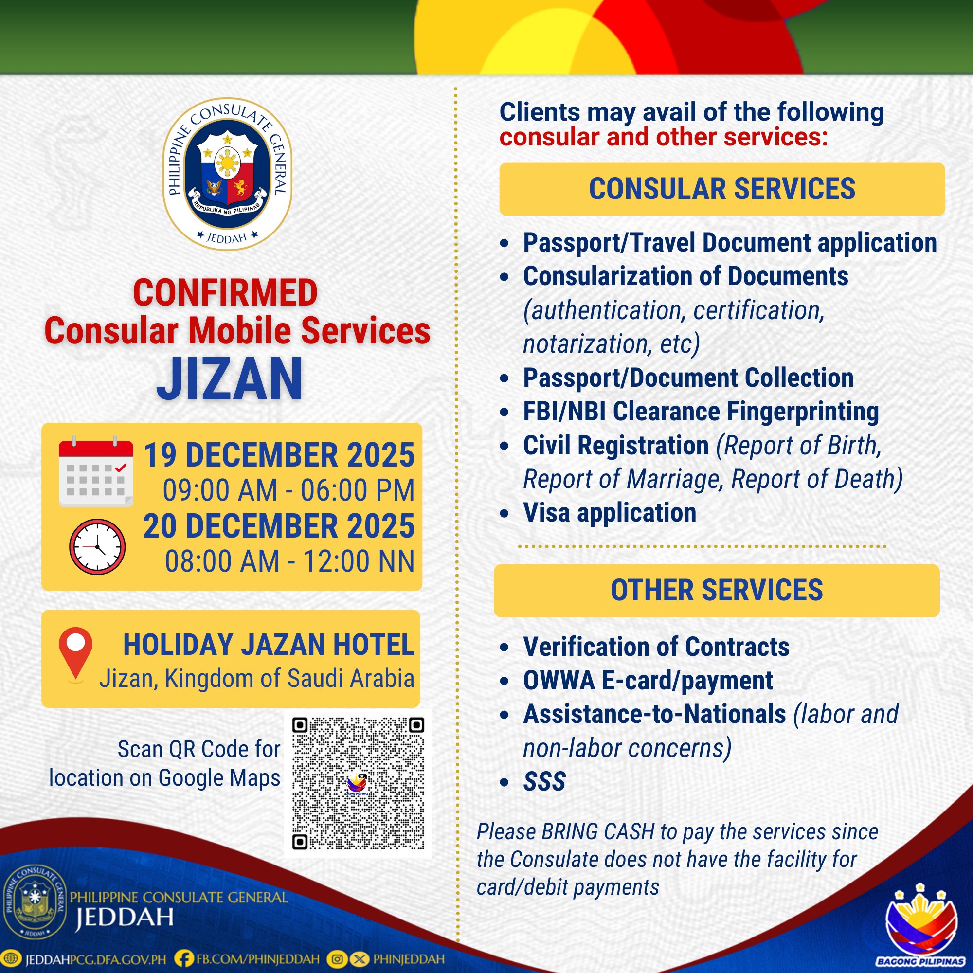 📢 𝗖𝗢𝗡𝗦𝗨𝗟𝗔𝗥... - Philippine Consulate General in Jeddah | Facebook