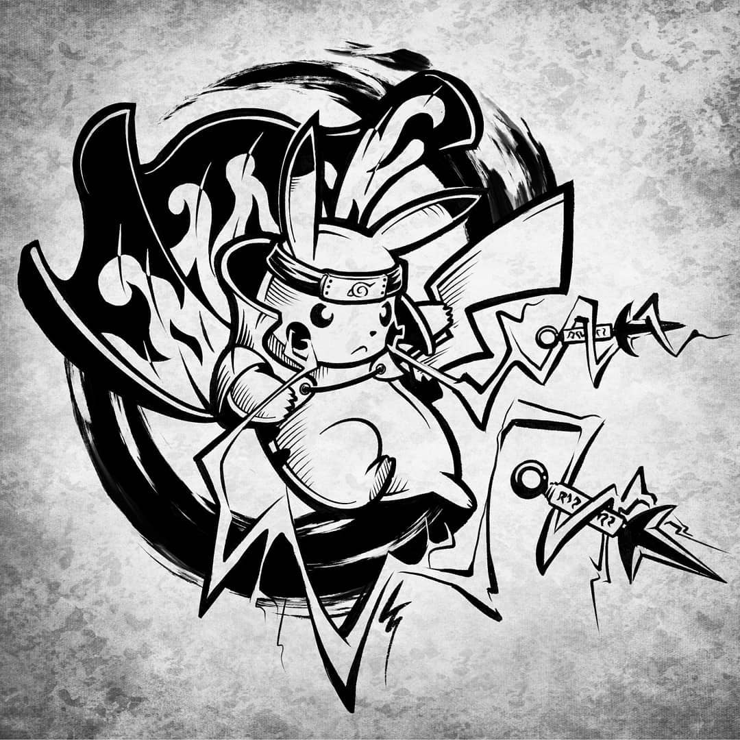 Tatouage Pikachu Noir Et Blanc