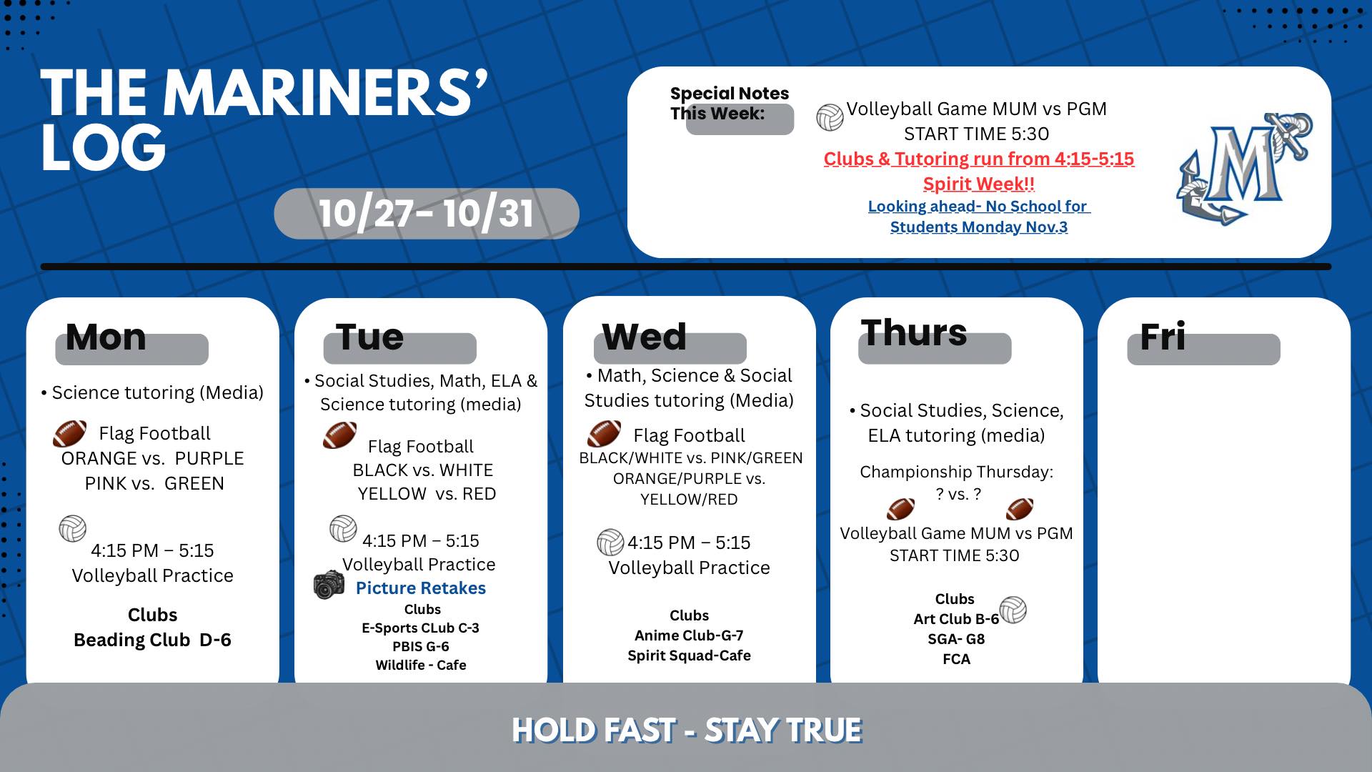 Murdock - 📘 The Mariners’ Log: Week of October 27–31! Check out what’s ...
