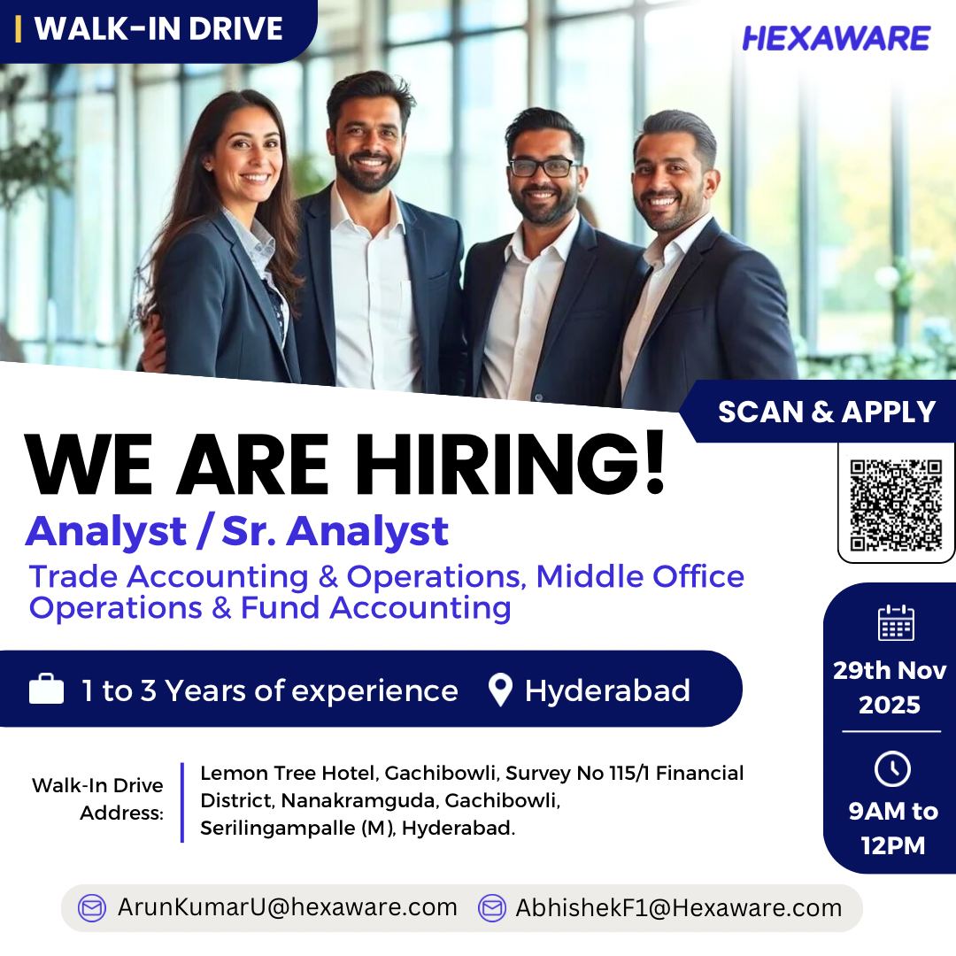 Hexaware - We’re hiring! Join us in Trade Accounting, Middle Office ...