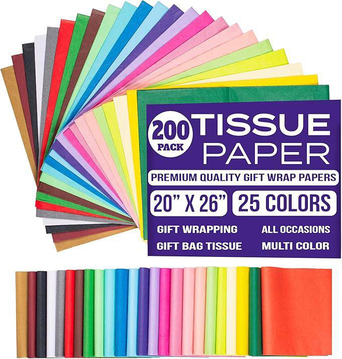 60 Sheets 20x14 Wrapping Tissue Paper Bulk – 10 Assorted Colors For Gift Bags