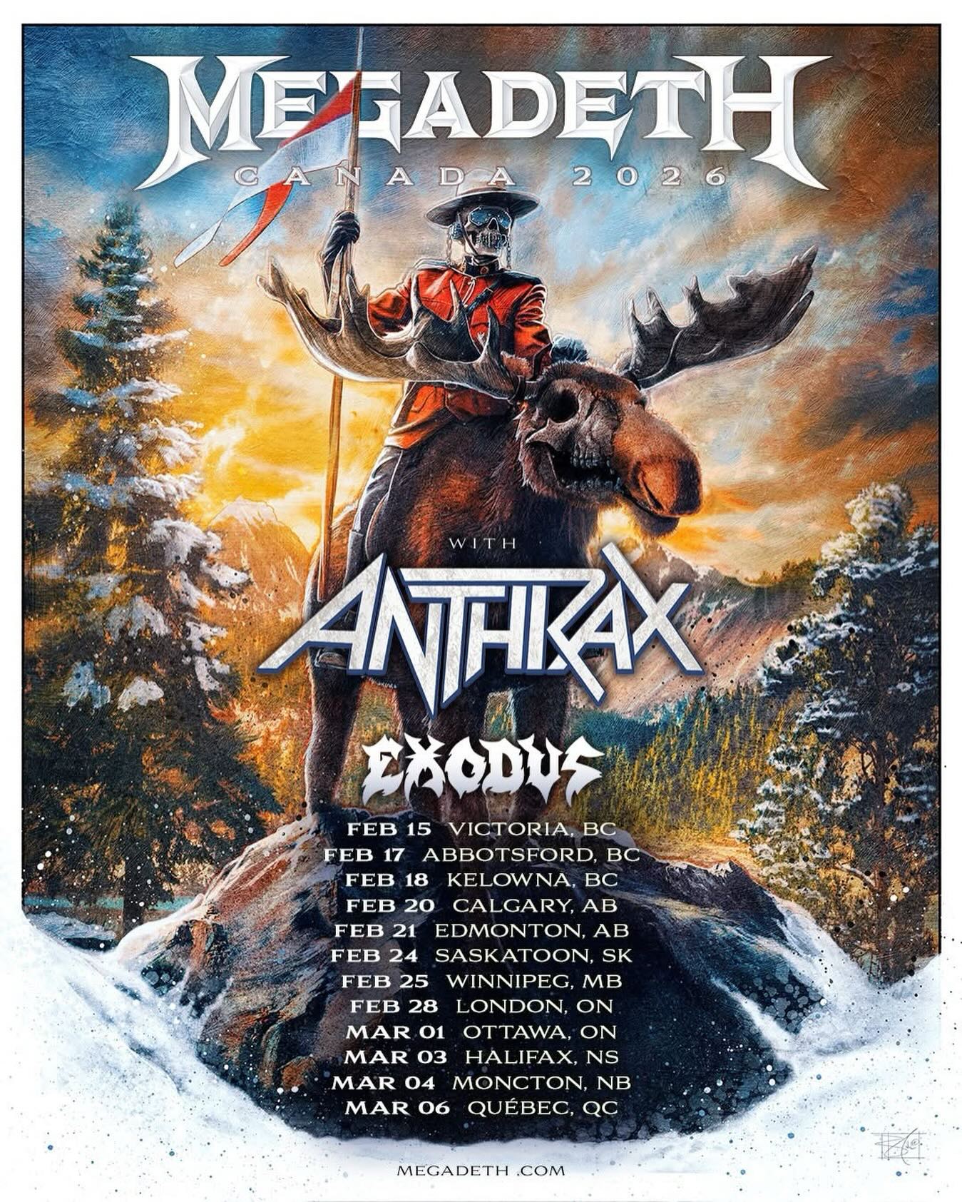 Megadeth Reveals 2026 Canadian Tour With Anthrax And Exodus