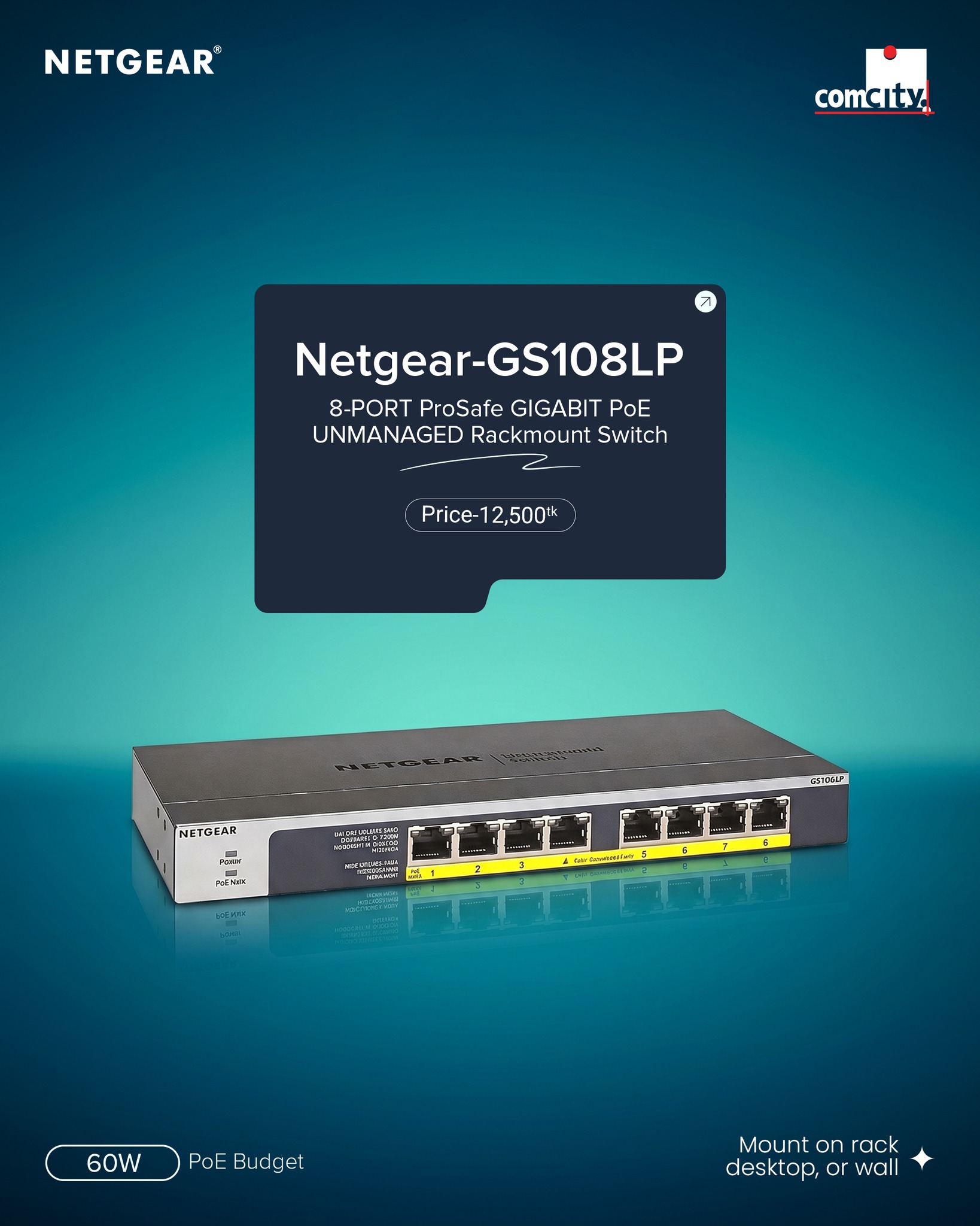 NETGEAR GS108LP 8-Port ProSafe Gigabit PoE Unmanaged Switch ? 8 